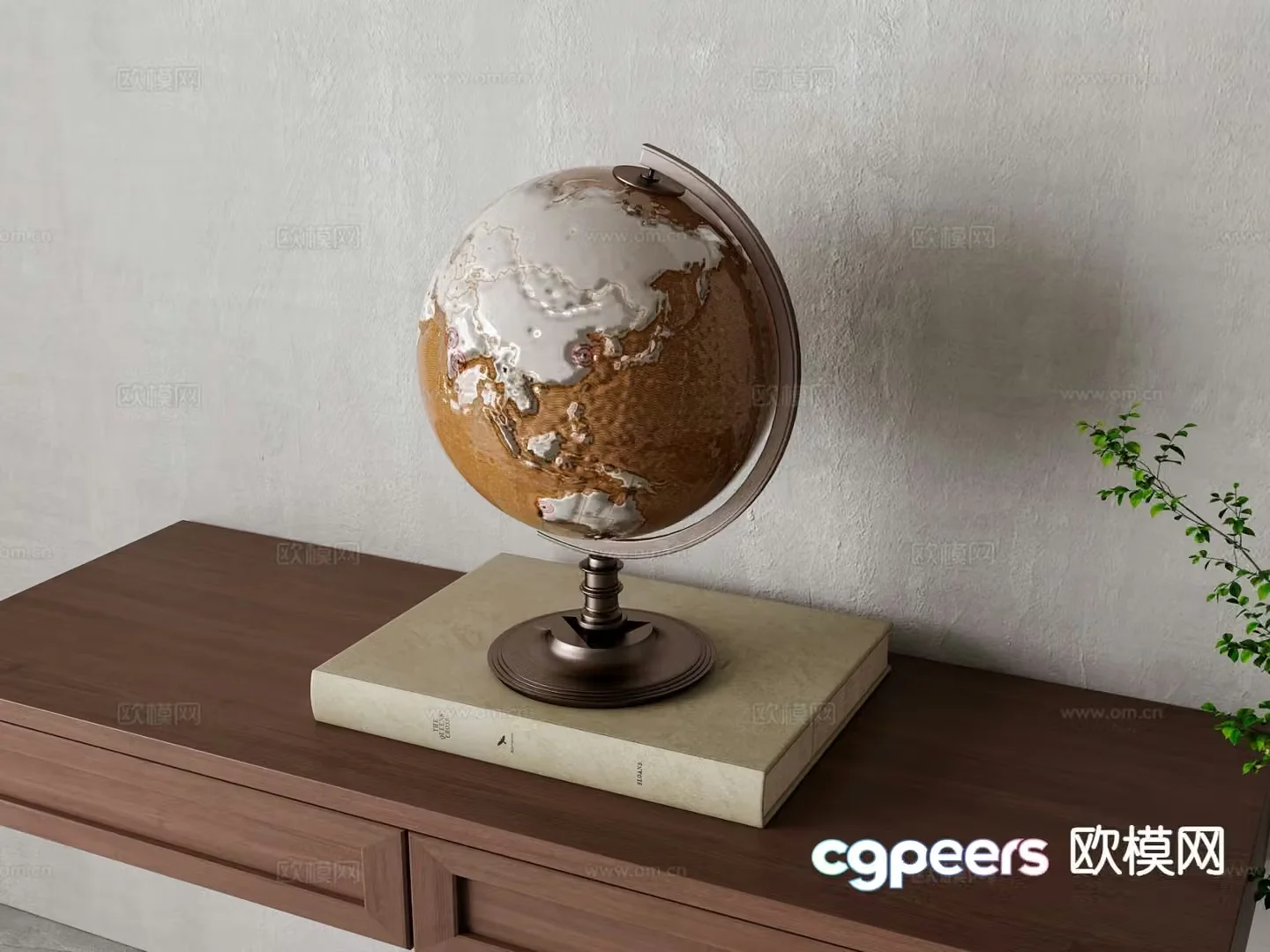 American globe ornament 3d model