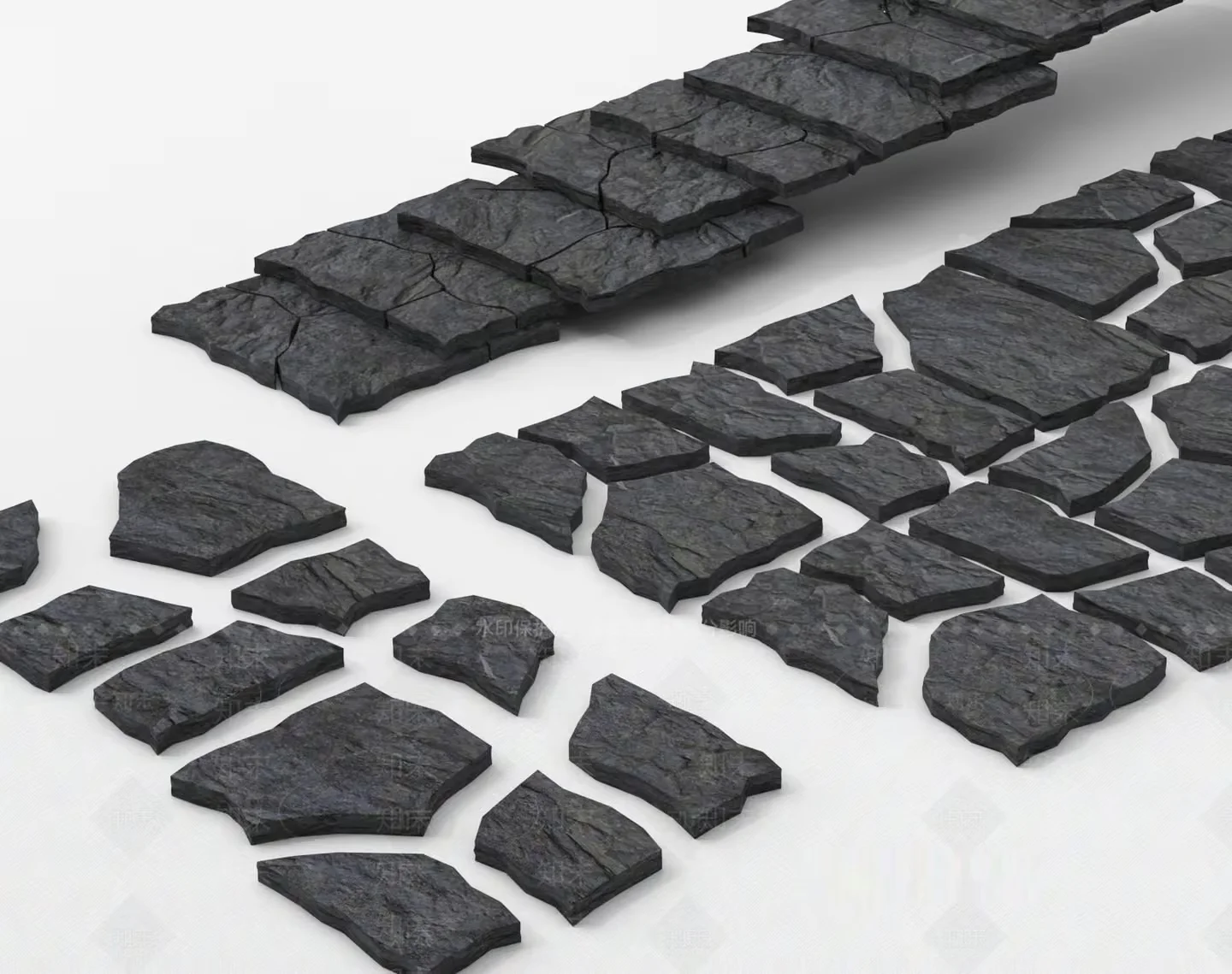 Gray Stone Pathway 3D Model – 18034 – VRAY Render