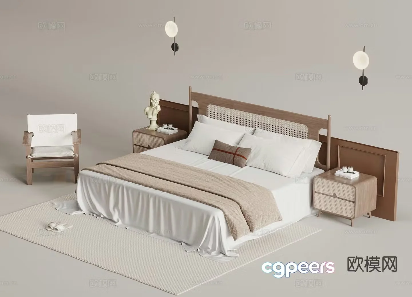 Medieval style double bed 3d model
