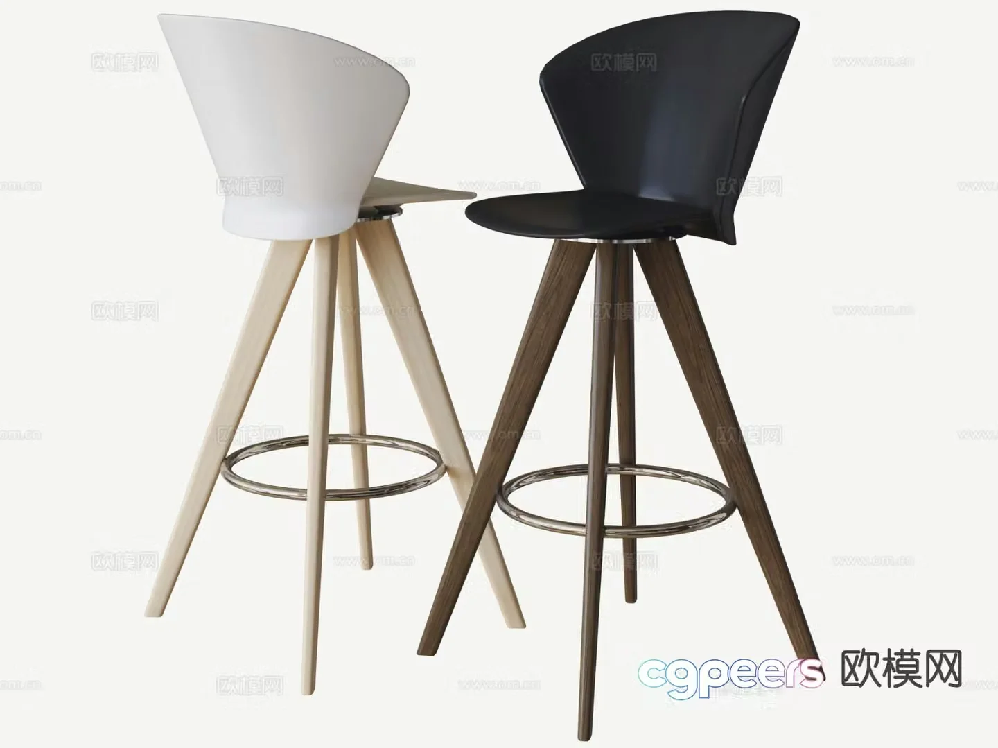 Nordic bar stool bar stool high stool 3d model