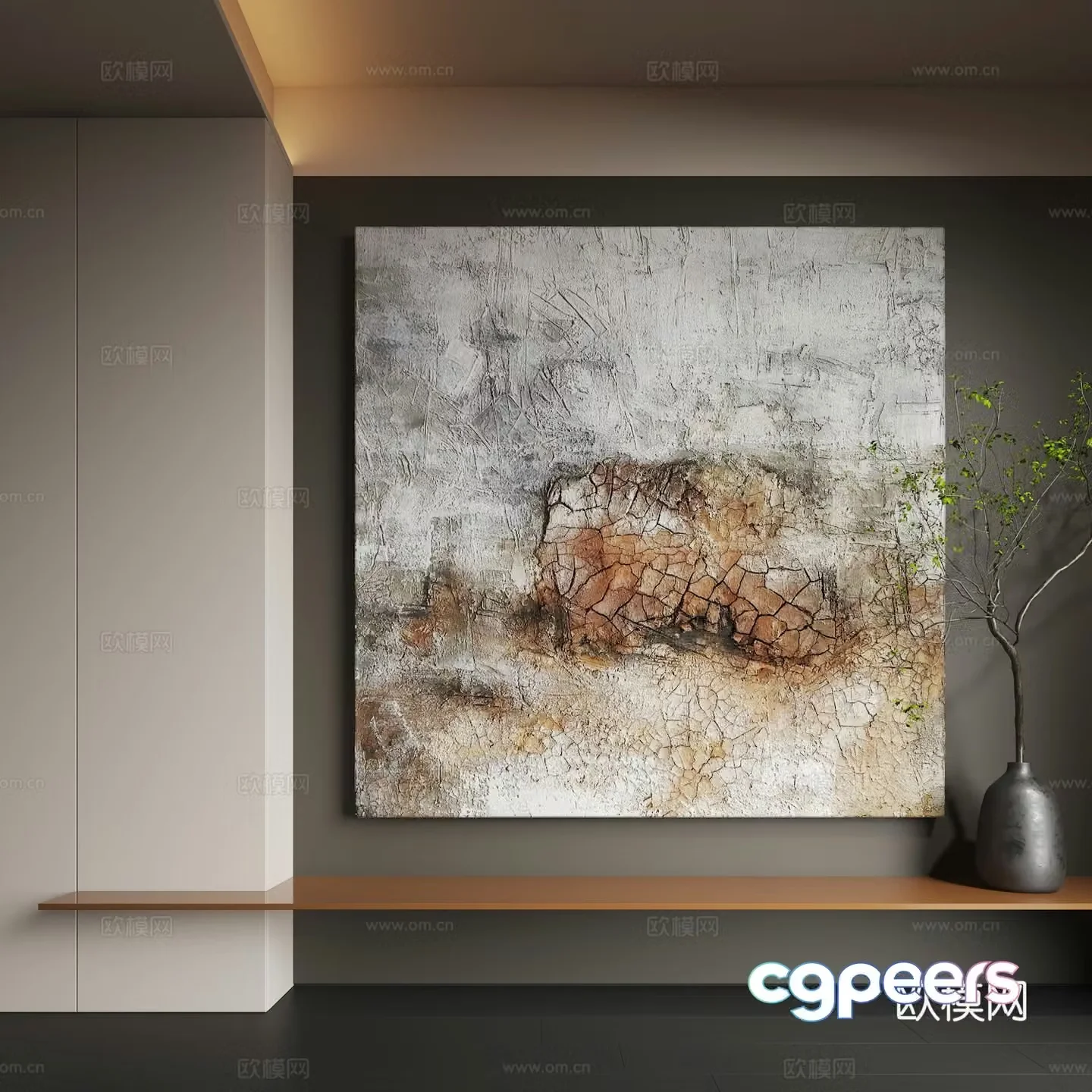 Modern abstract hanging paintings Modern Wasabi decorative paintings Modern light luxury hanging paintings 3D model