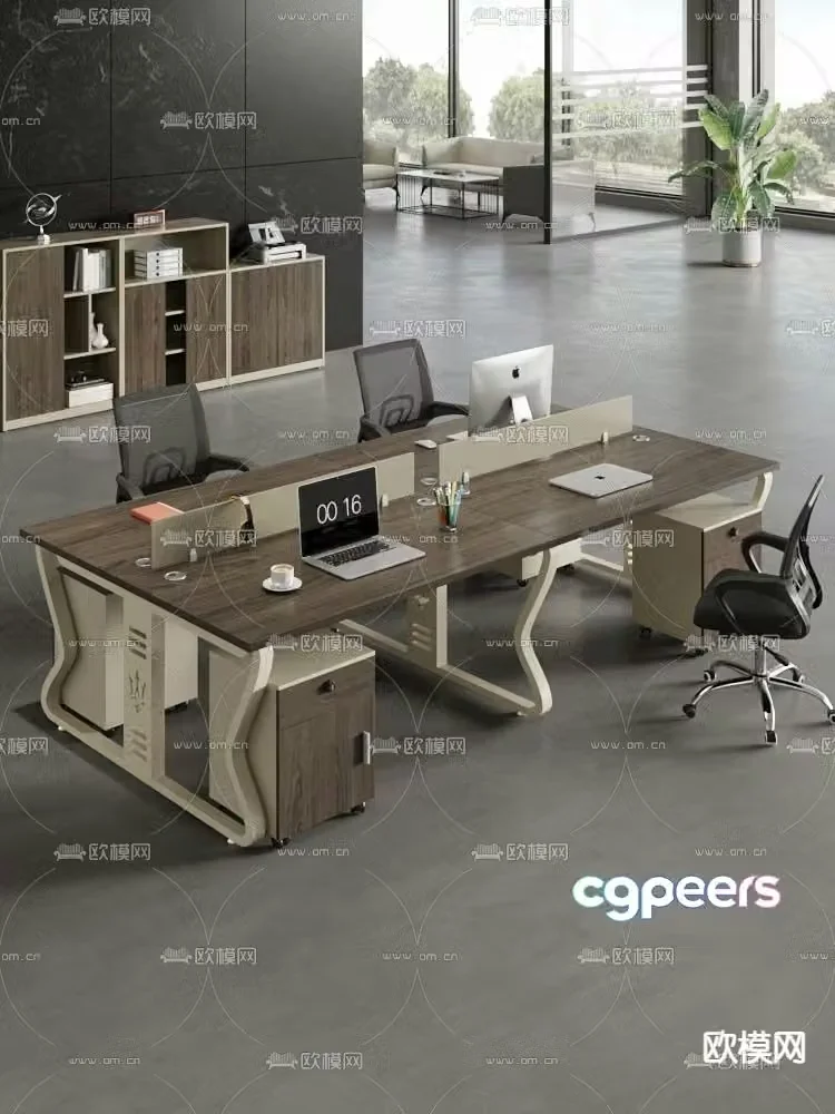 Card space desk work station post 3d model