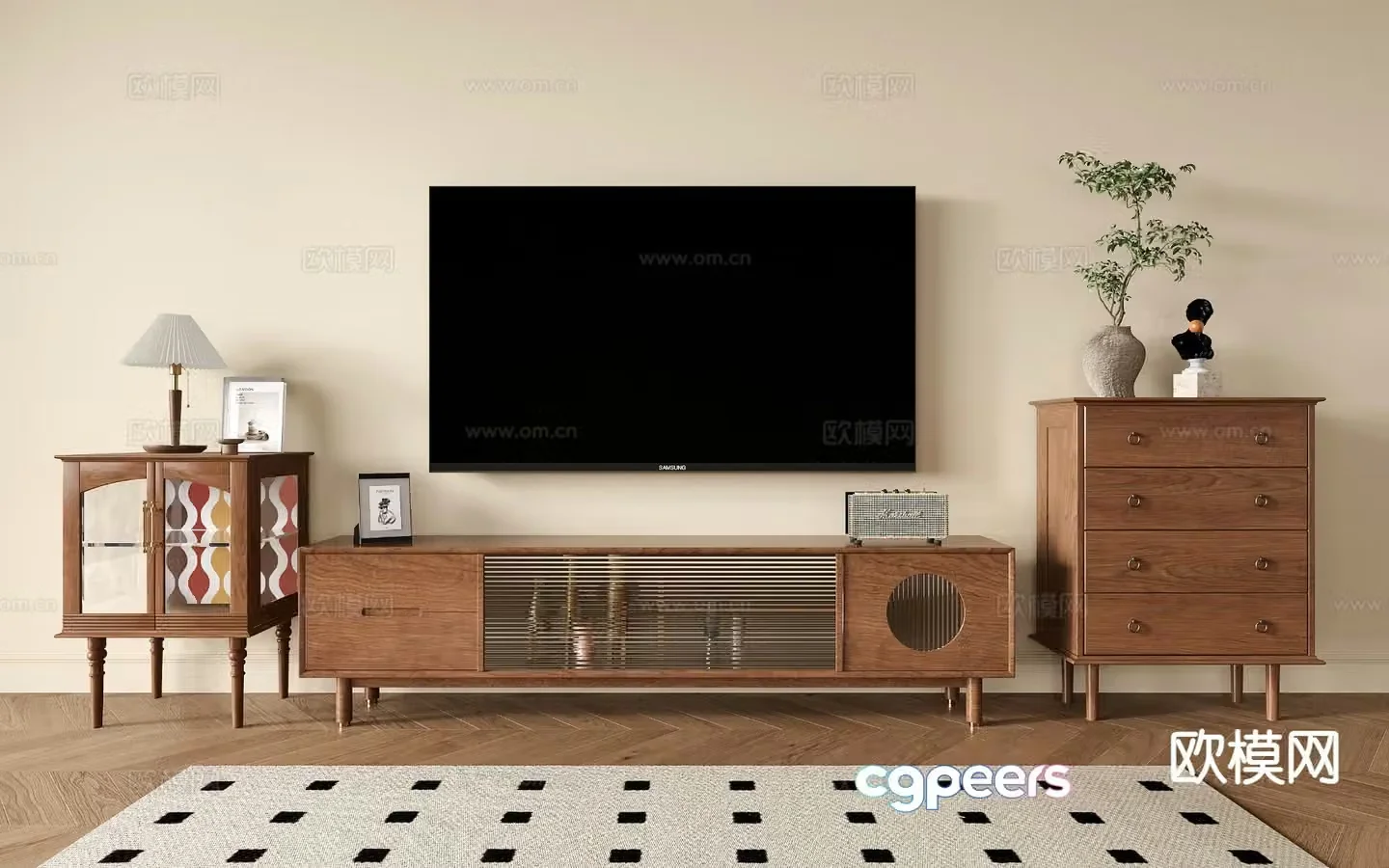 Medieval style TV cabinet side cabinet chest of drawers 3D model