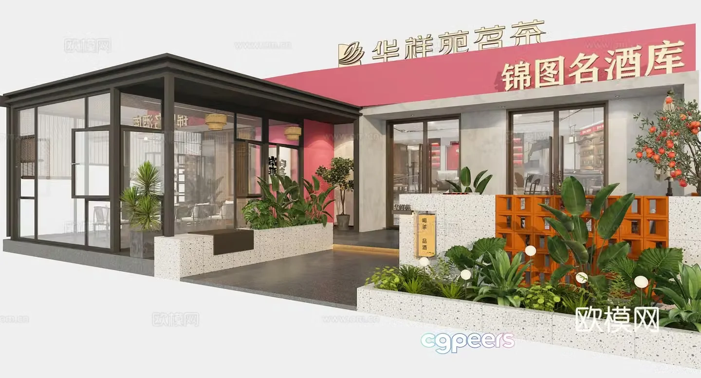 Commercial tea room outdoor sun room 3D model