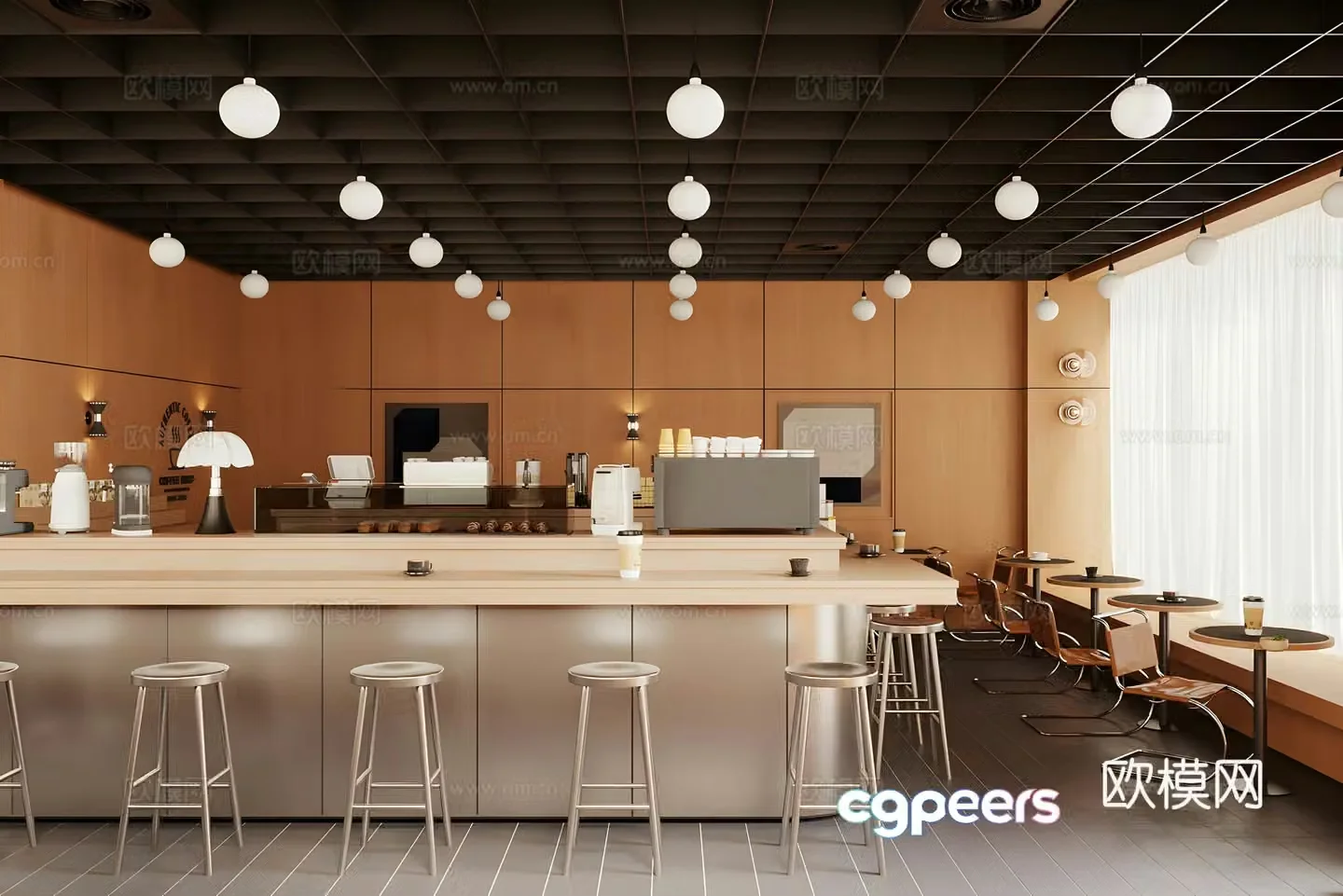 Industrial style coffee shop milk tea shop 3d model