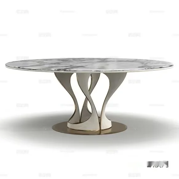 A Round Table With A Marble Top And White Base 3D Model – 11337 – CORONA Render
