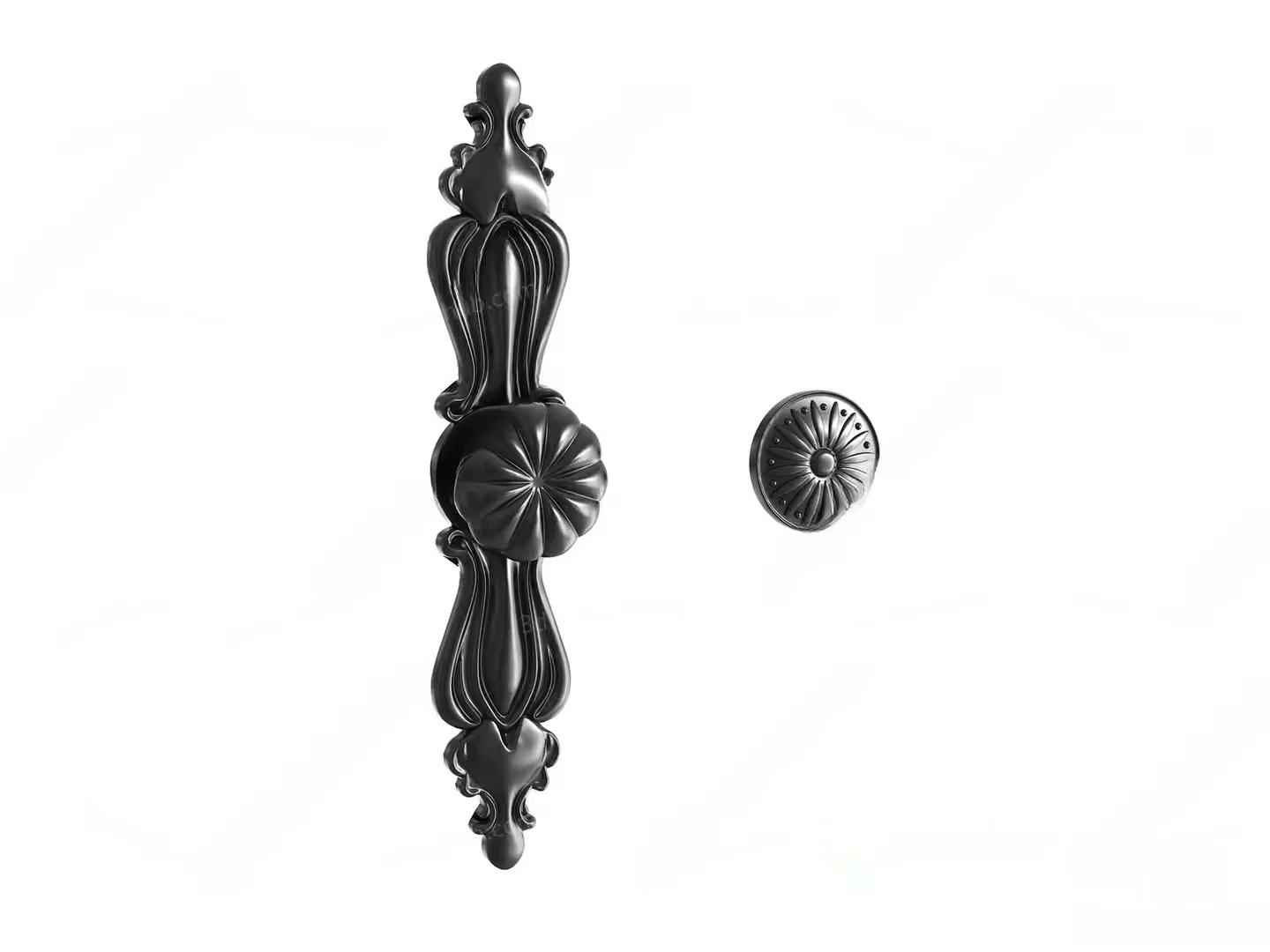 A Black Ornate Handle 3D Model – 23007 – VRAY Render