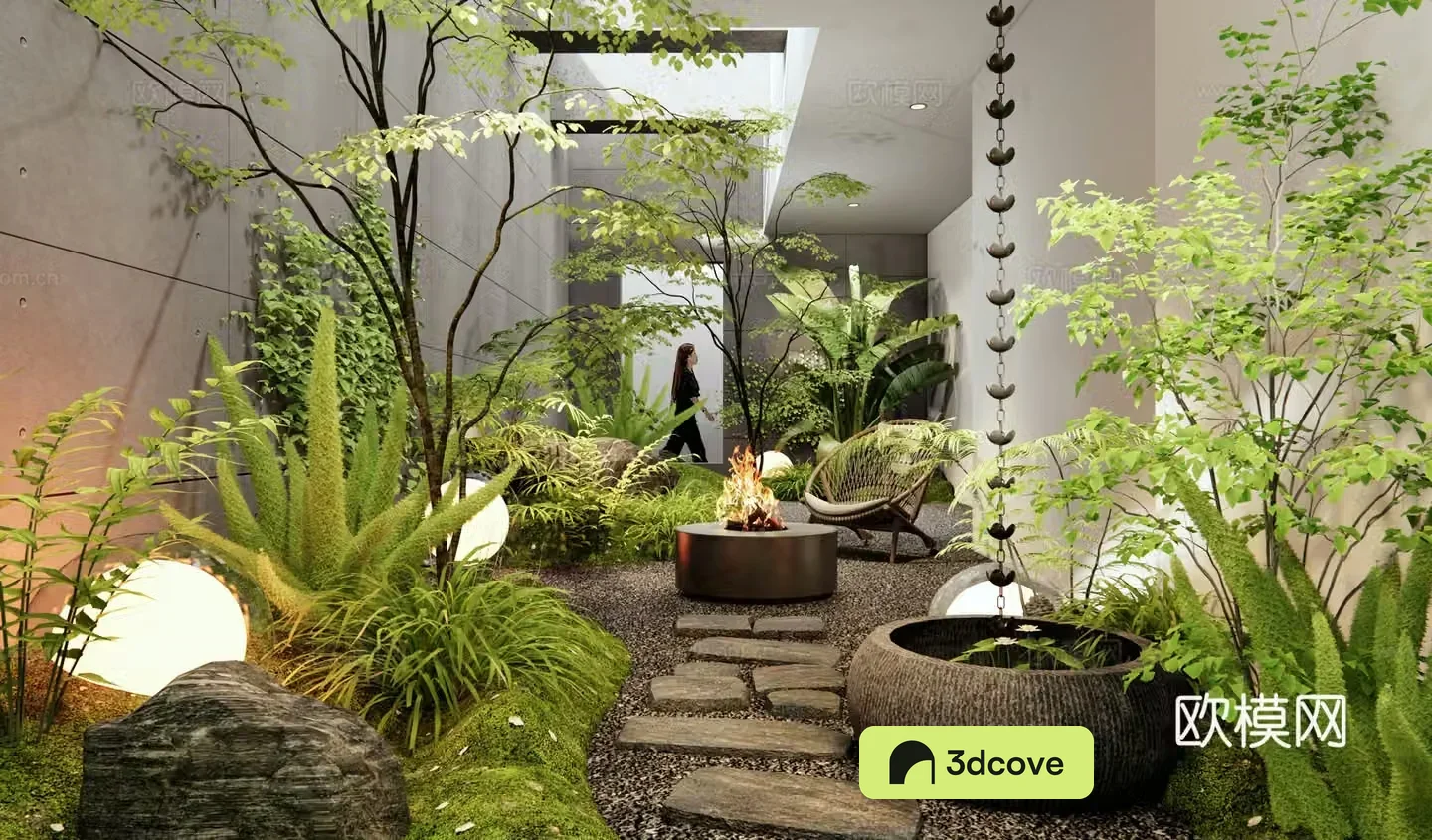 Modern Patio Courtyard Basement Garden