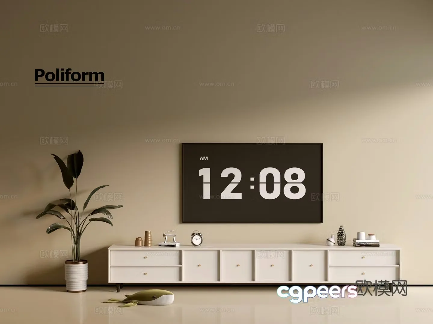 Modern cream-air TV cabinet chest of cabinets ins-style minimalist wind cabinet whole cabinet sideboard 3D model