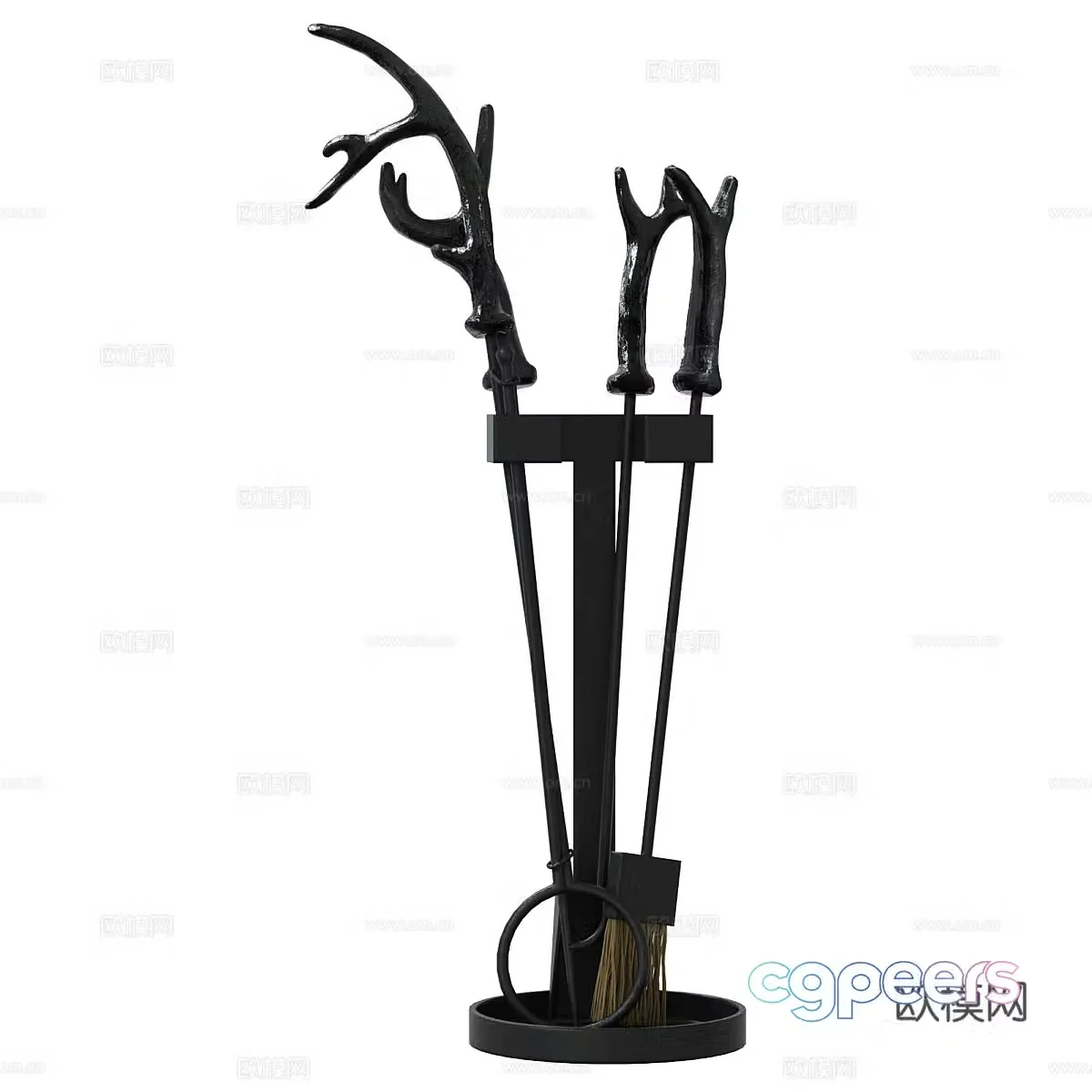 American Fireplace Tool Set 3D Model