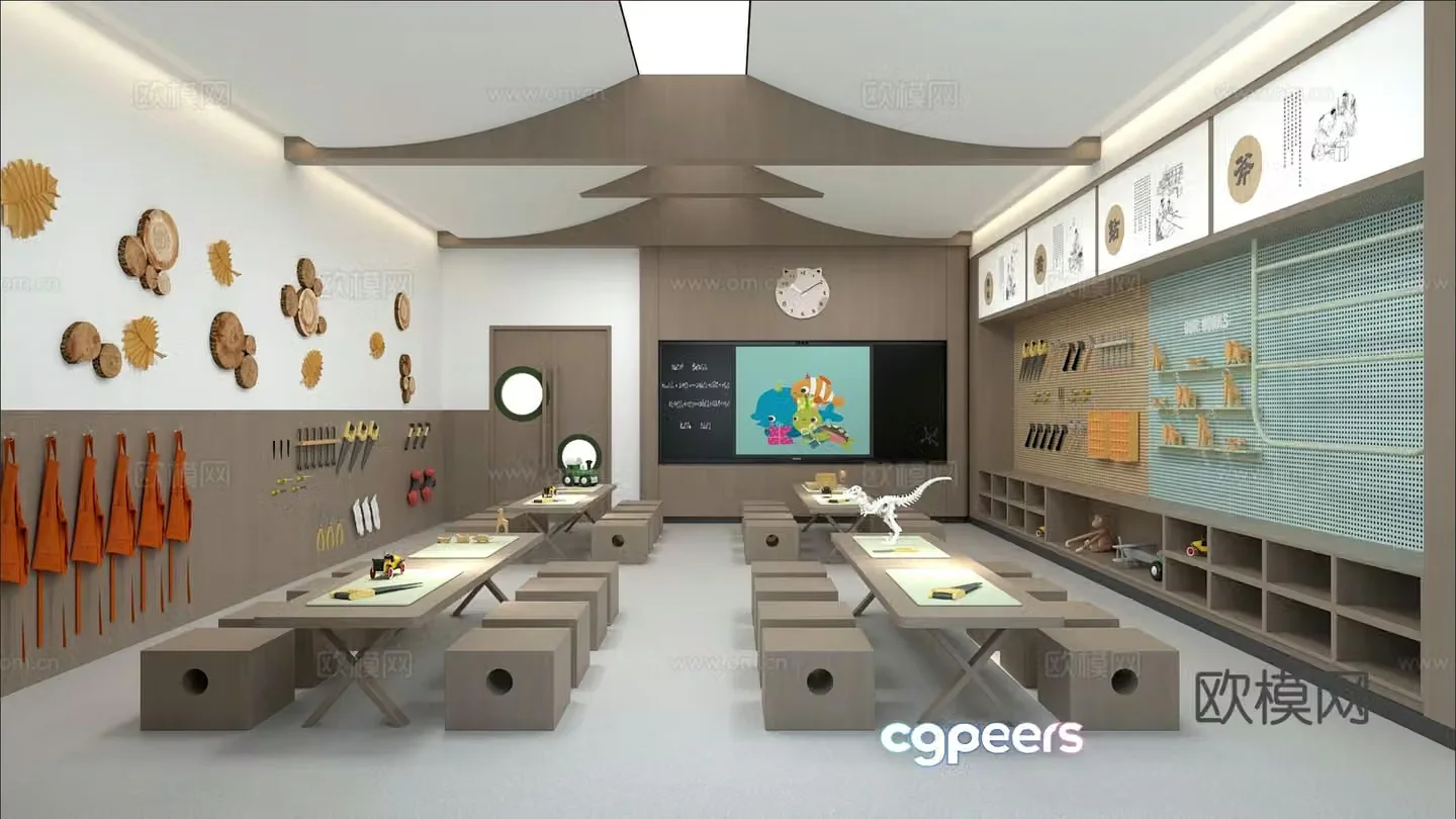 Modern kindergarten craft room 3d model