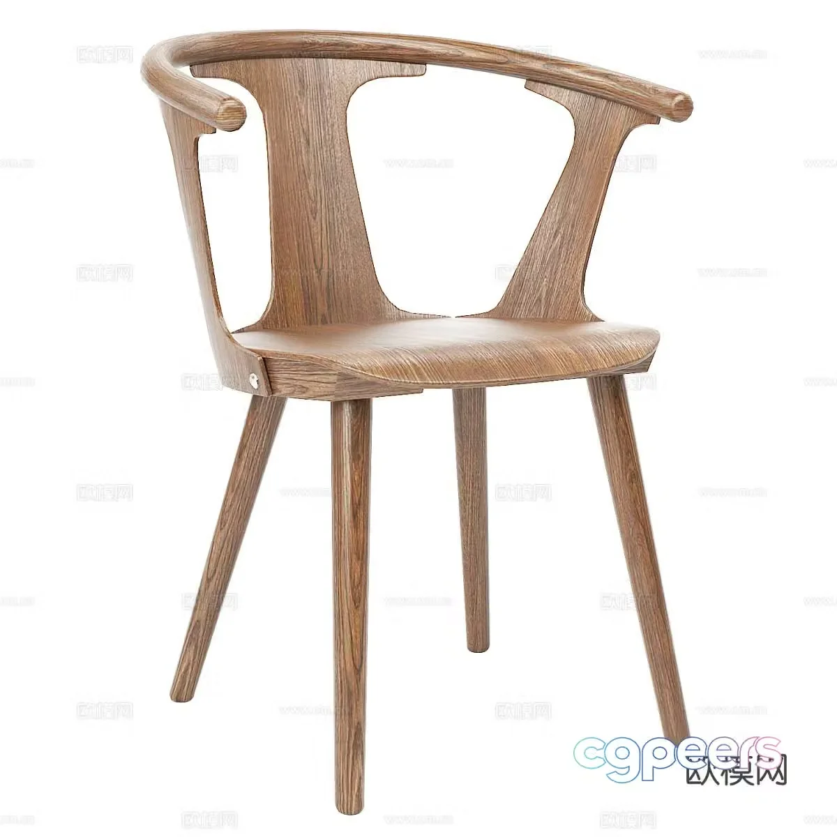 Solid wood dining chair 3d model