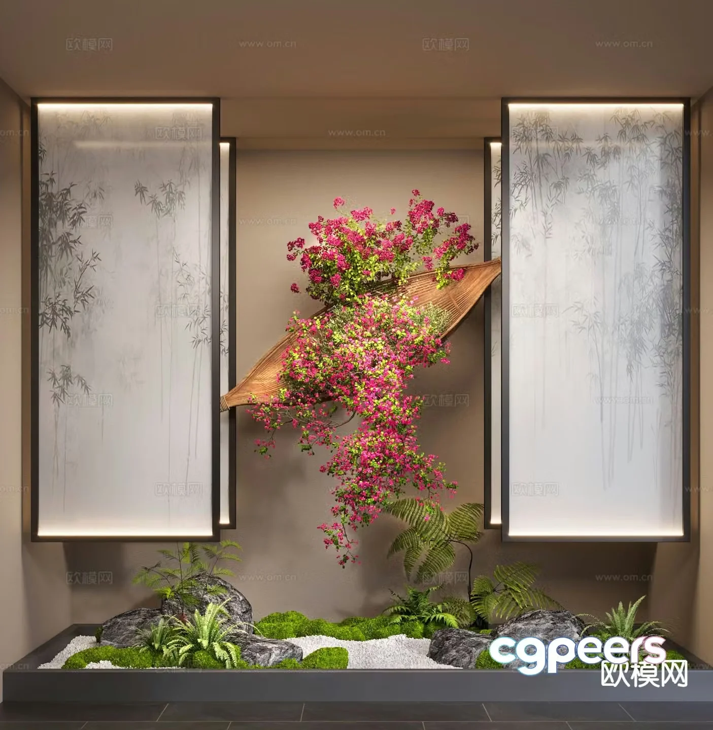 Modern interior installation indoor landscaping flower border sculpture 3d model