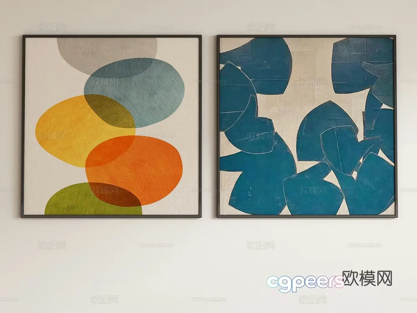 Modern abstract decorative painting hanging painting 3d model