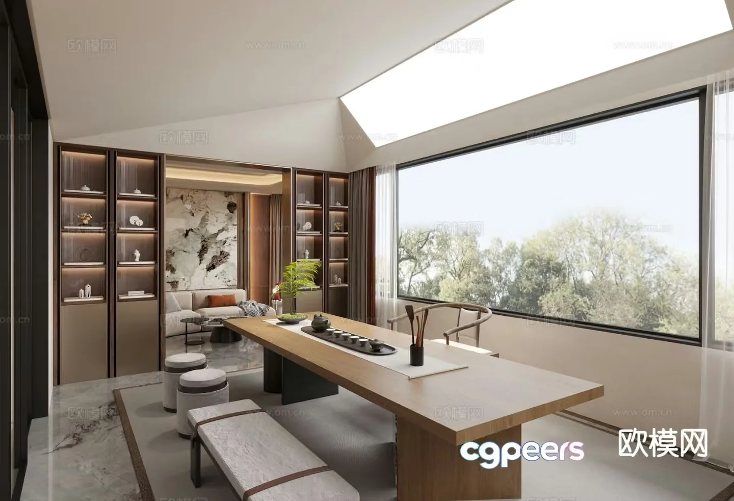 New Chinese style tea room tea tasting room 3d model