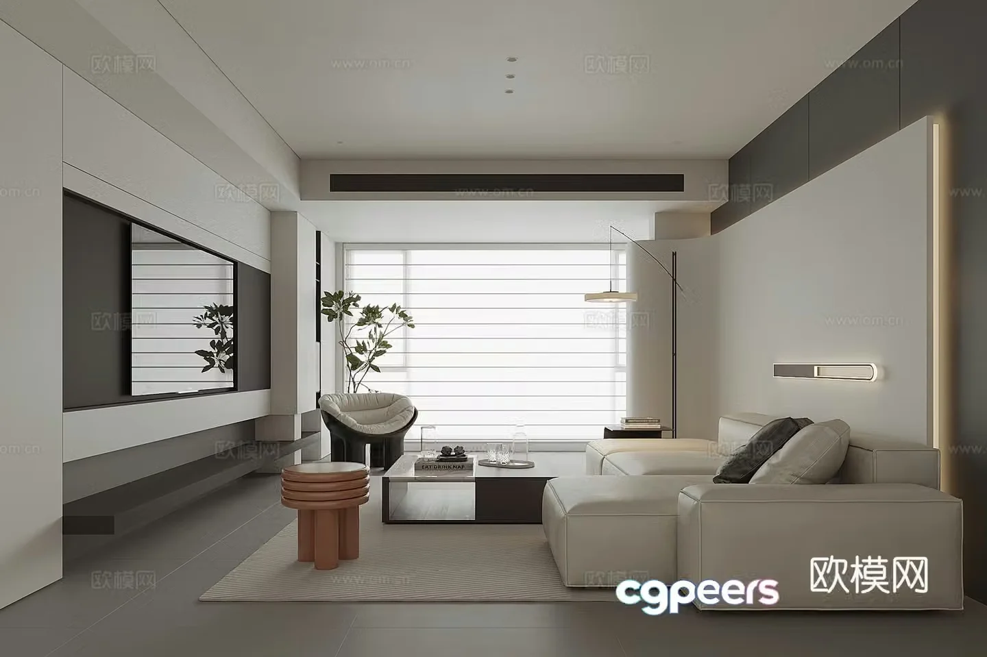 Modern home living room 3d model