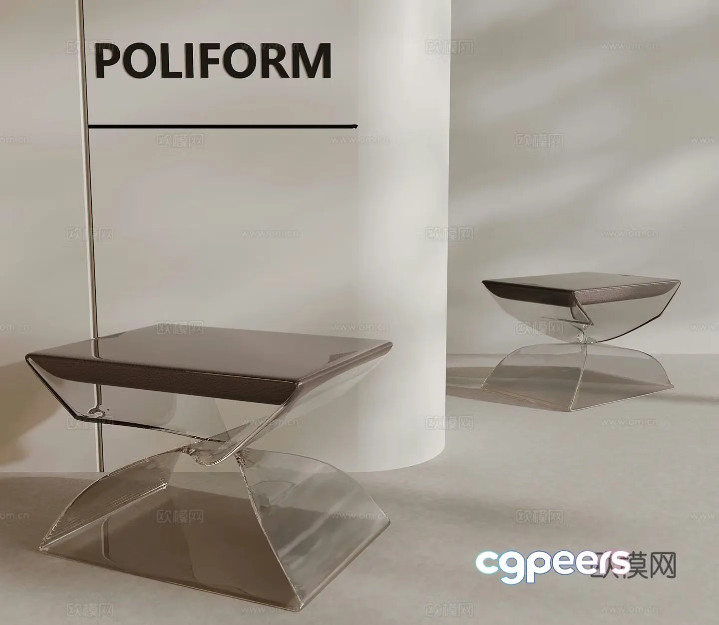 Modern acrylic stool 3d model
