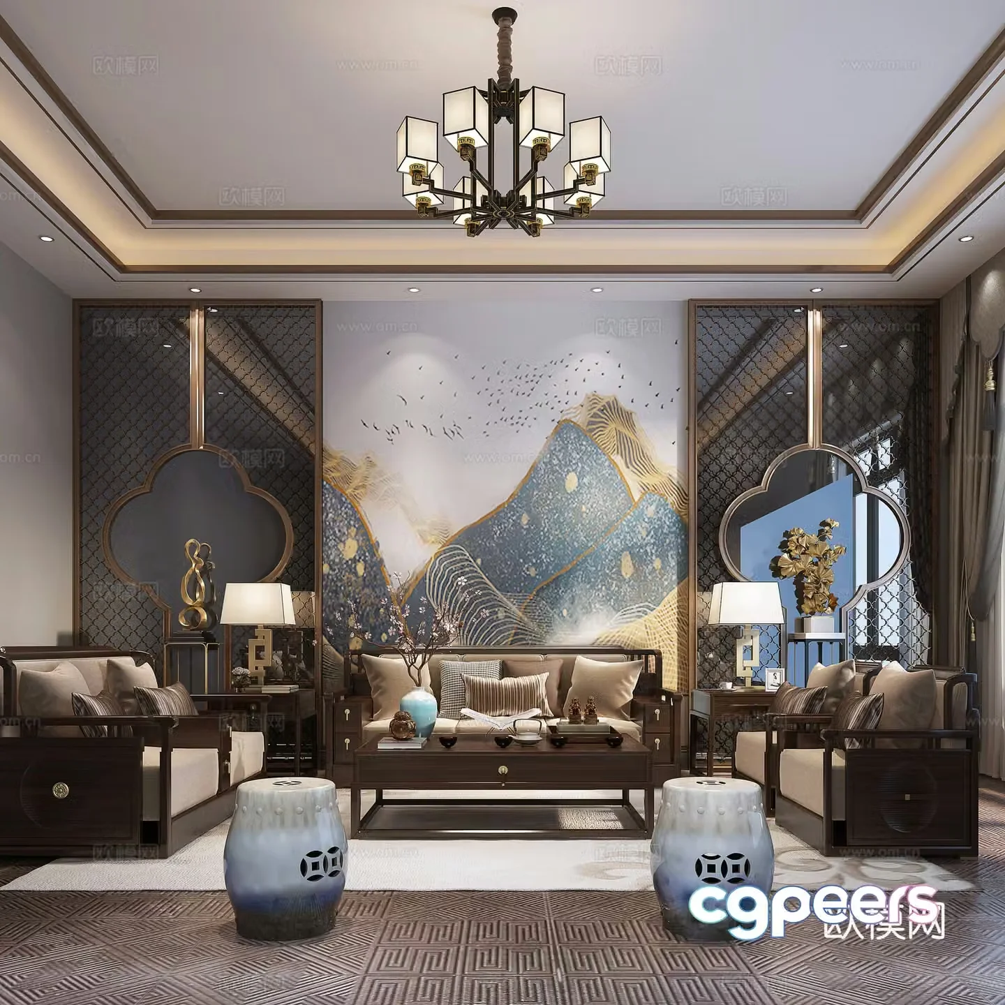 New Chinese style living room 3d model