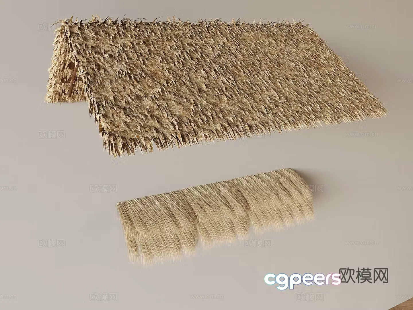 Thatched shed grass bandage thatched roof sunshade Chinese straw eaves 3D model
