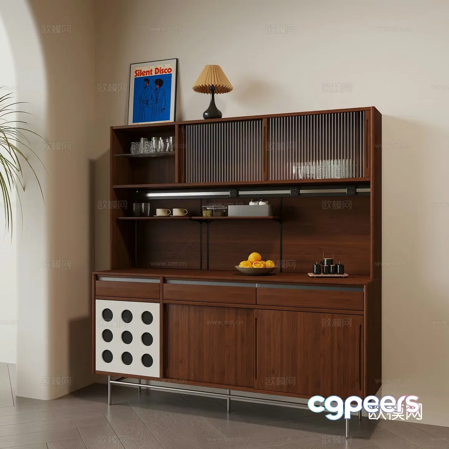 Middle-aged sideboard dining cabinet 3D model