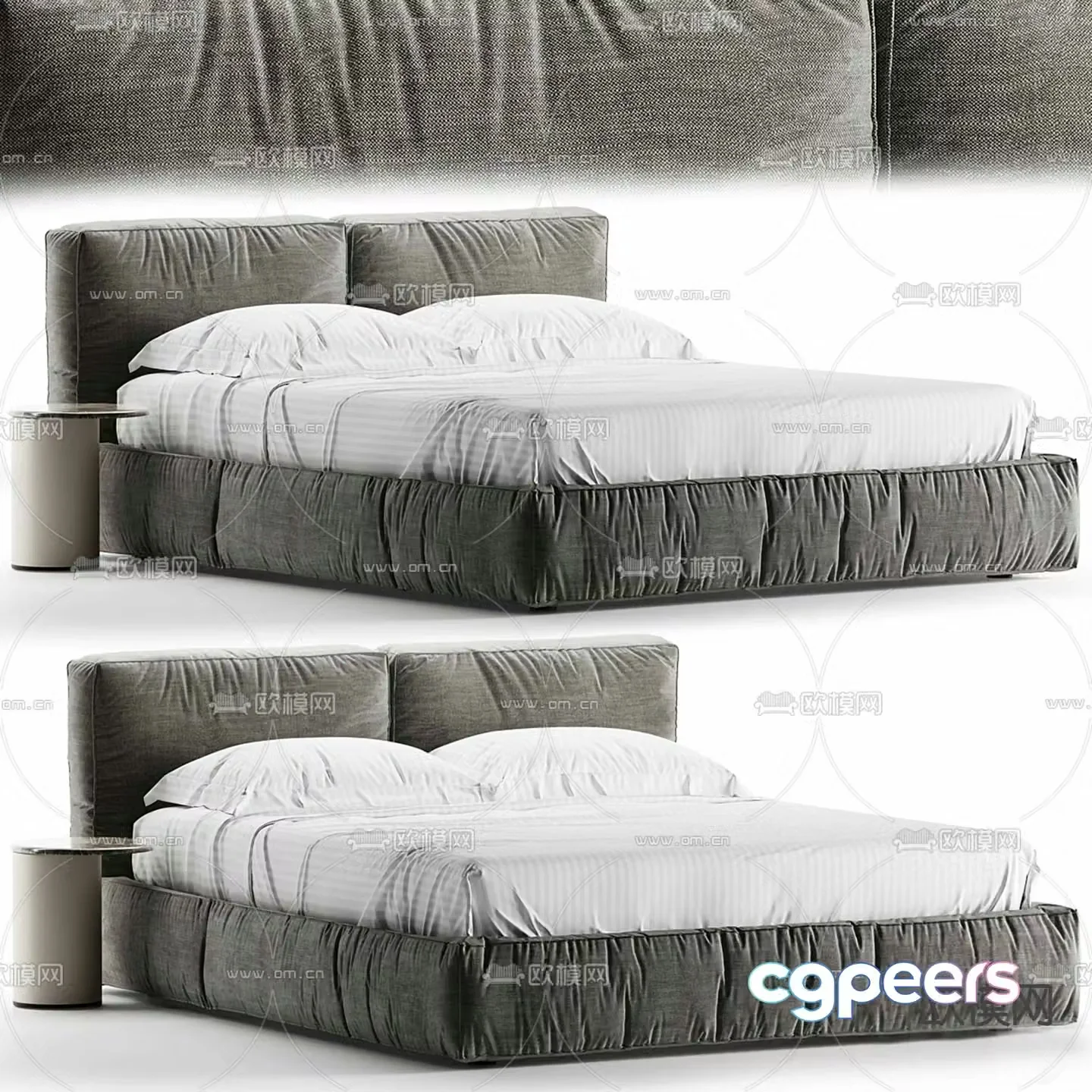 Kiko double bed fabric bed 3d model