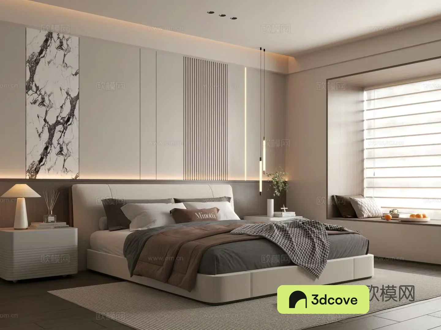 Modern bedroom Italian bedroom Background Wall