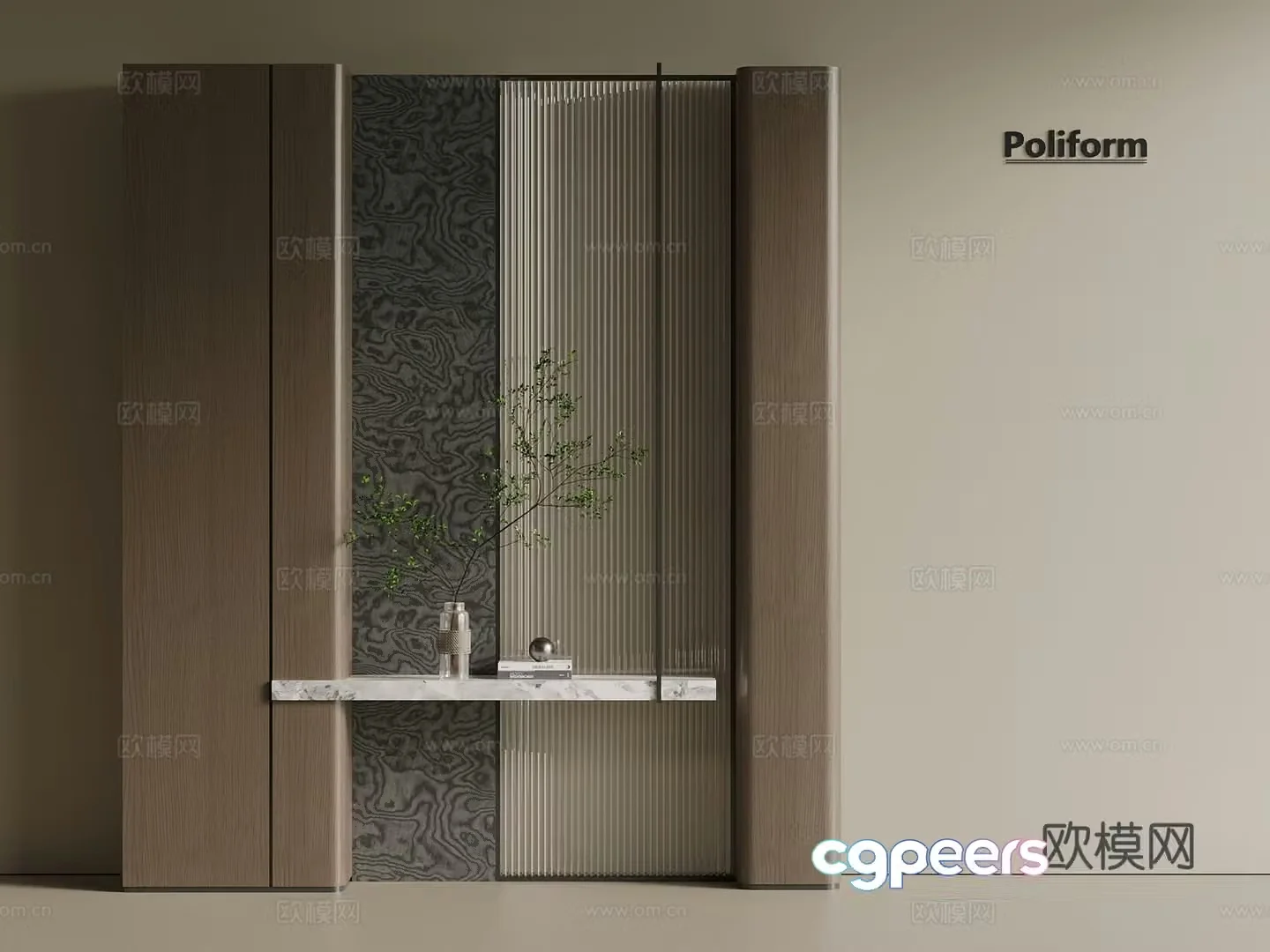 Italian style light luxury entrance cabinet entrance hall entrance cabinet entrance hall shape entrance hall 3D model
