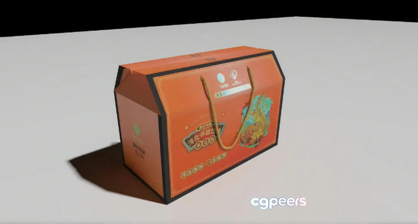 A Large Orange Bag With A Handle 3D Model – 17051 – VRAY Render
