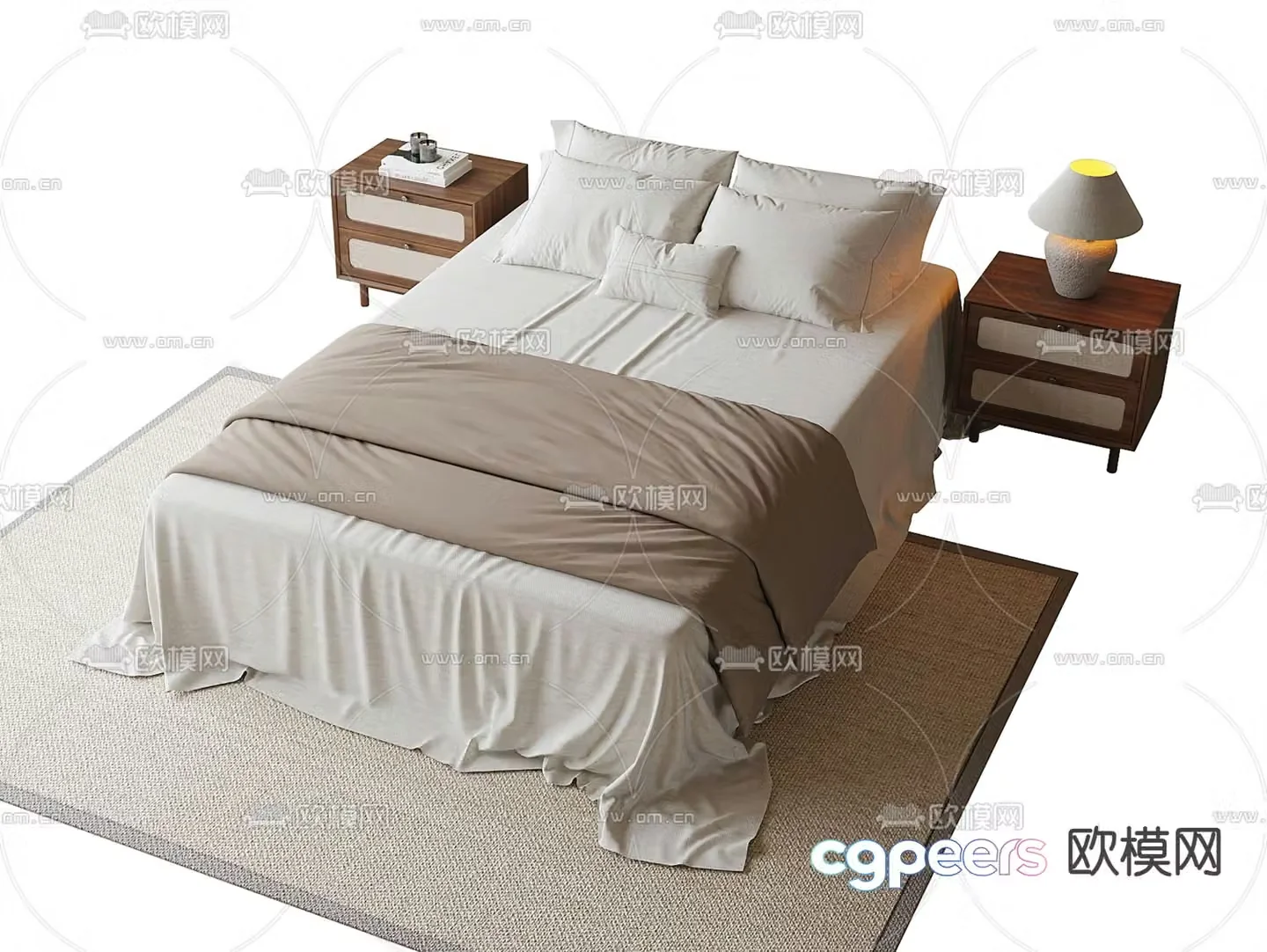 Modern double bed 3d model