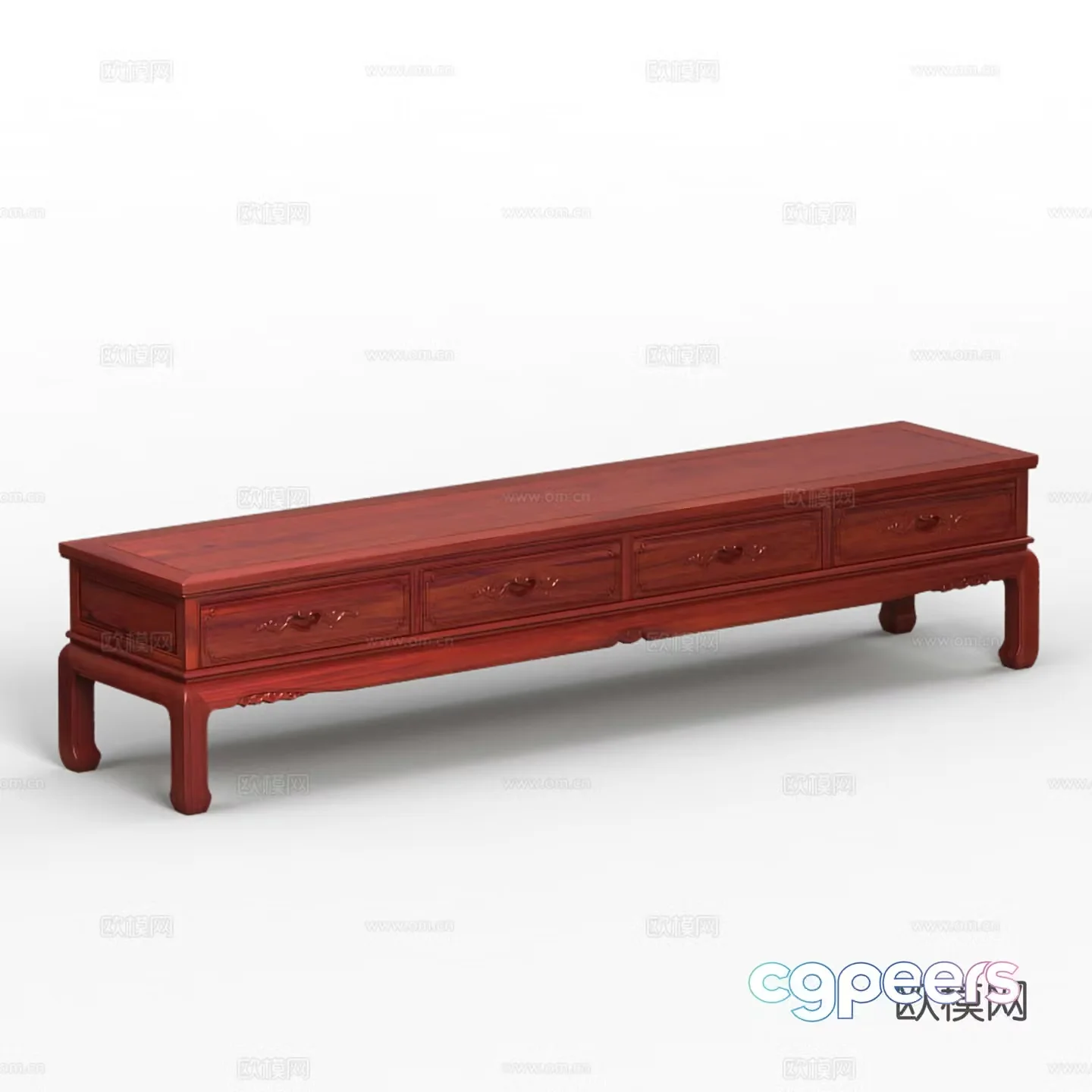 Chinese TV cabinet carved cabinet door solid wood mahogany 3D model