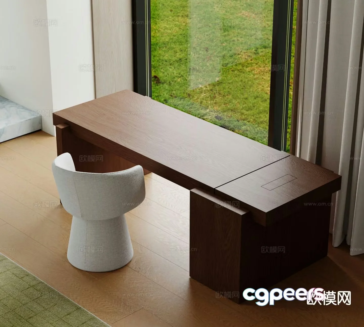 Solid wood desk chair 3d model