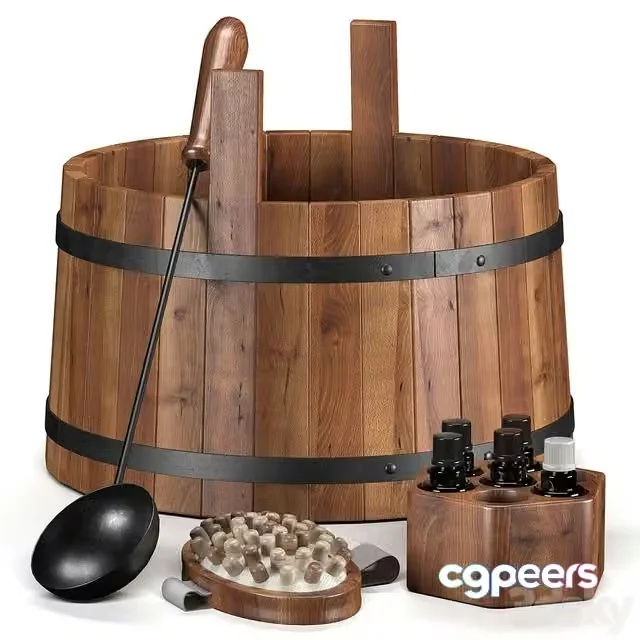 3ds Max Free – Sauna bath decor set