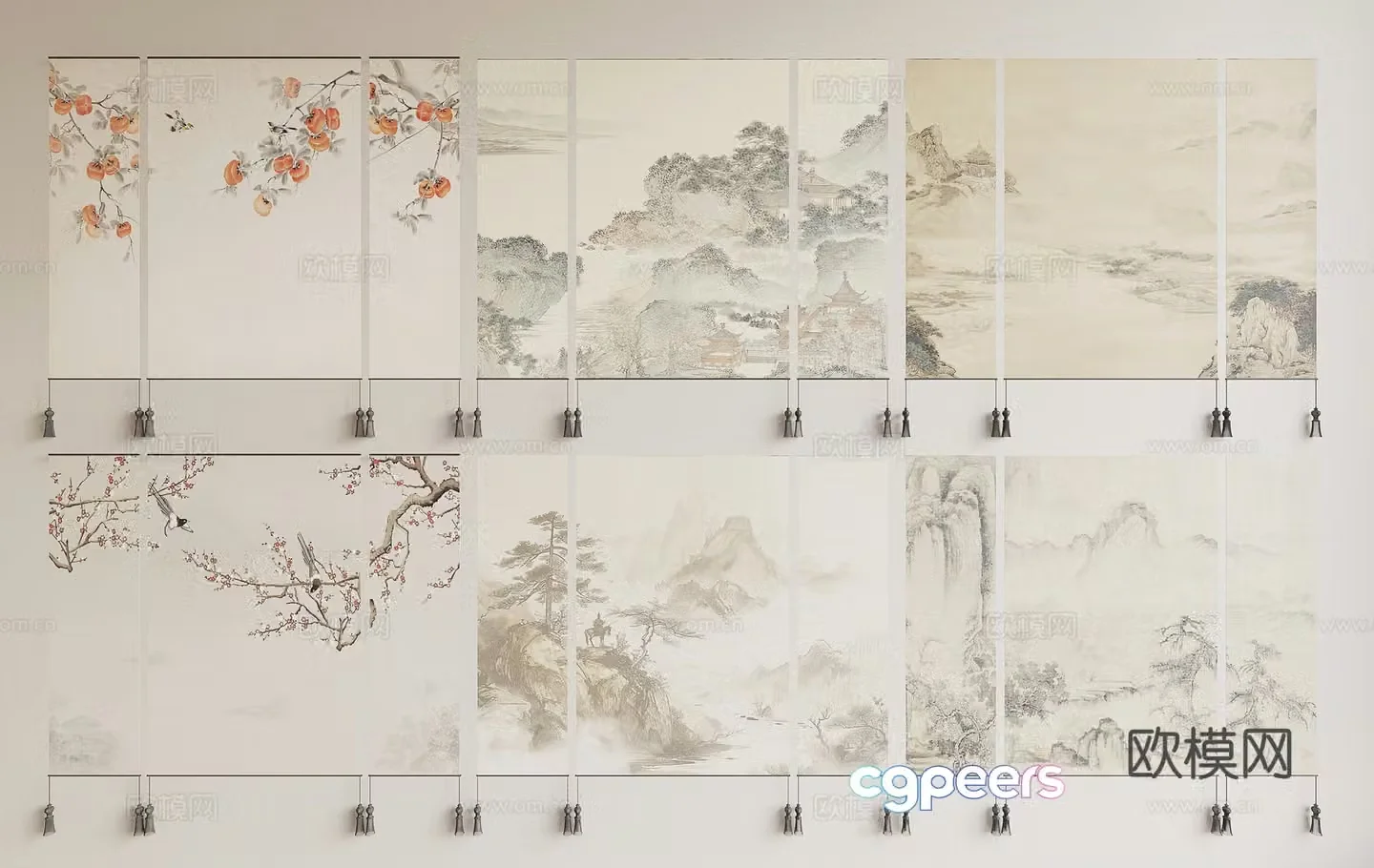 New Chinese curtain 3D model