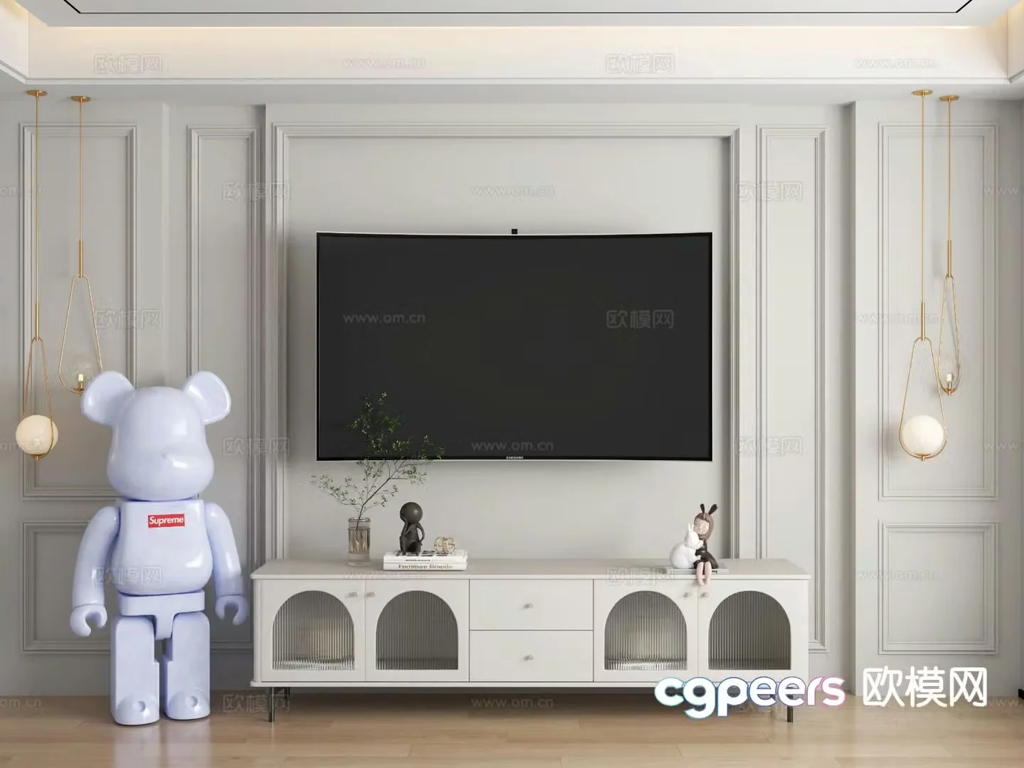 Simple European TV cabinet 3D model