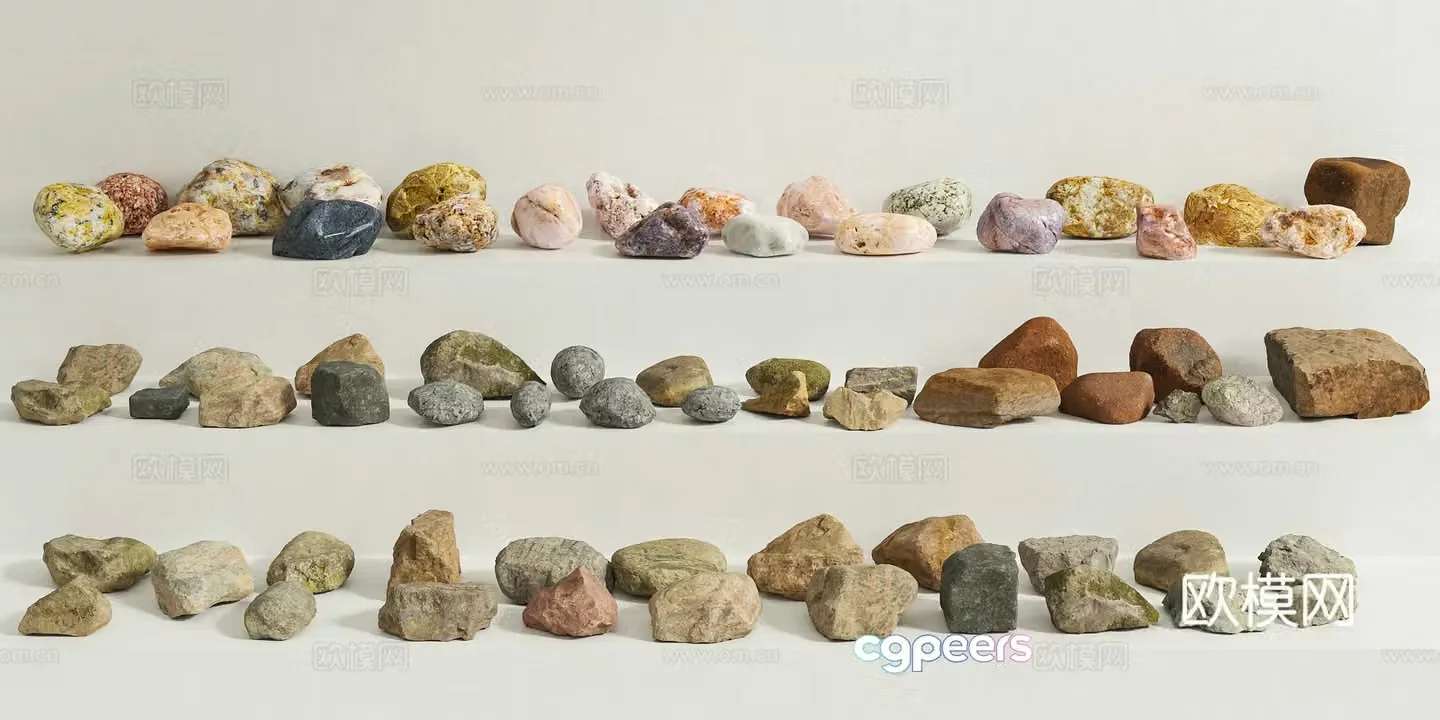 stone pebbles rock stone 3d model