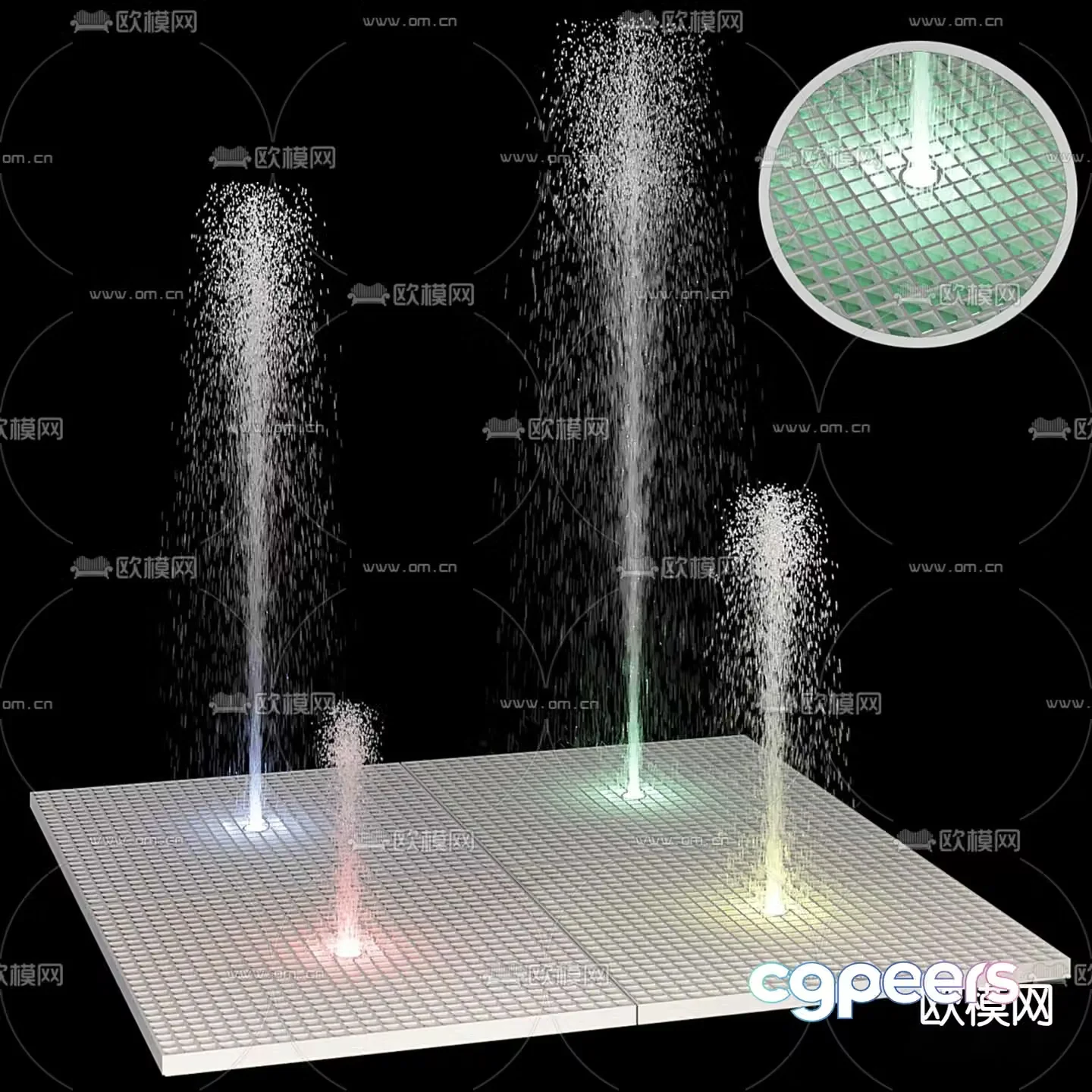 Fountain sketch flowing water water curtain 3D model