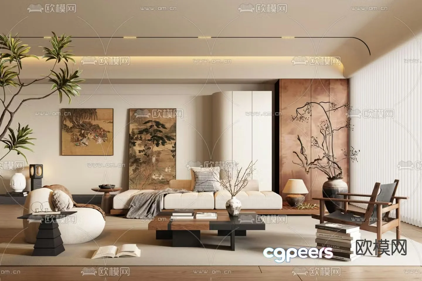 Middle-aged living room 3d model