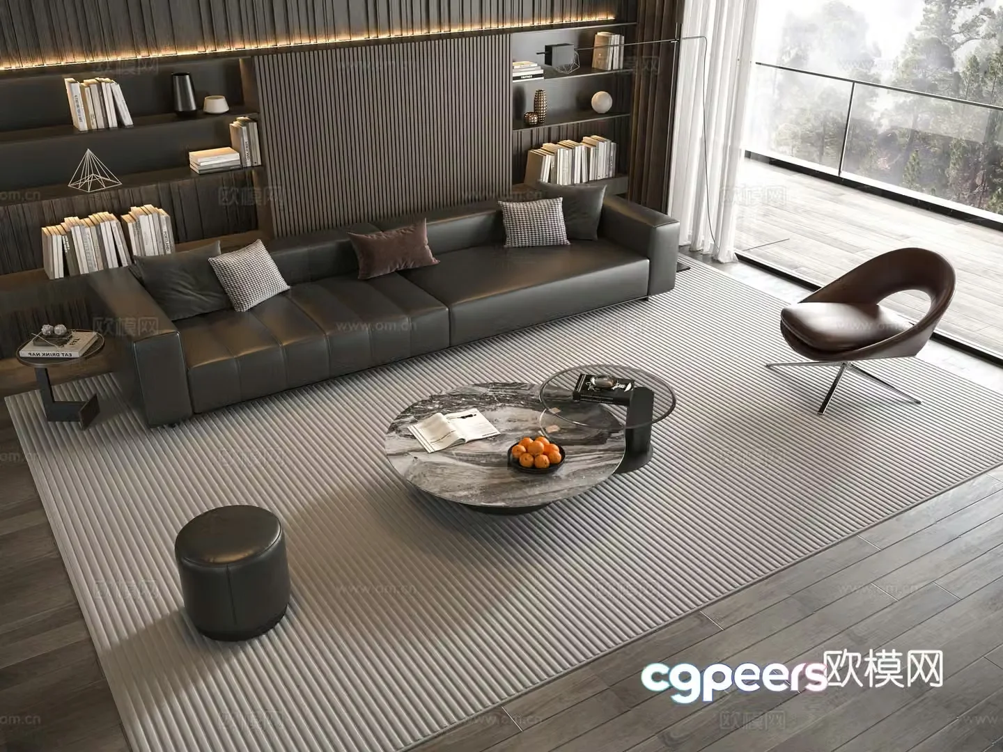 Minotti modern Italian sofa coffee table combination 3D model