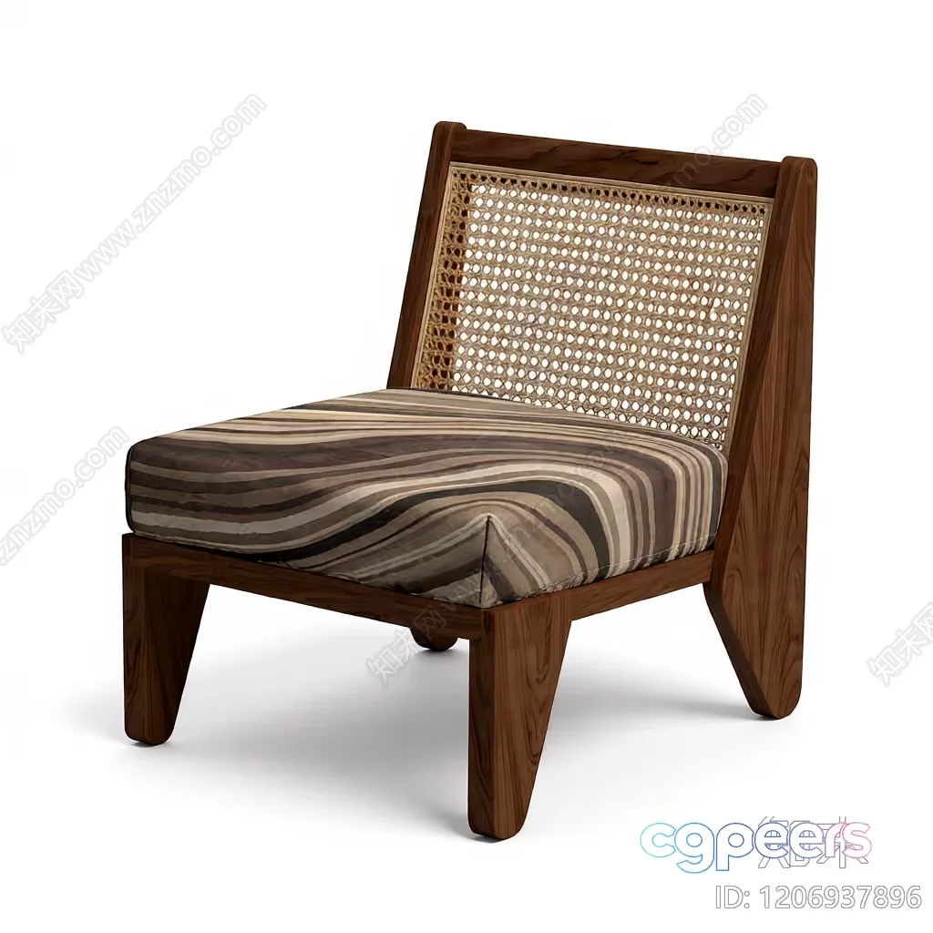 Wooden Accent Chair 3D Model – 8412 – VRAY Render