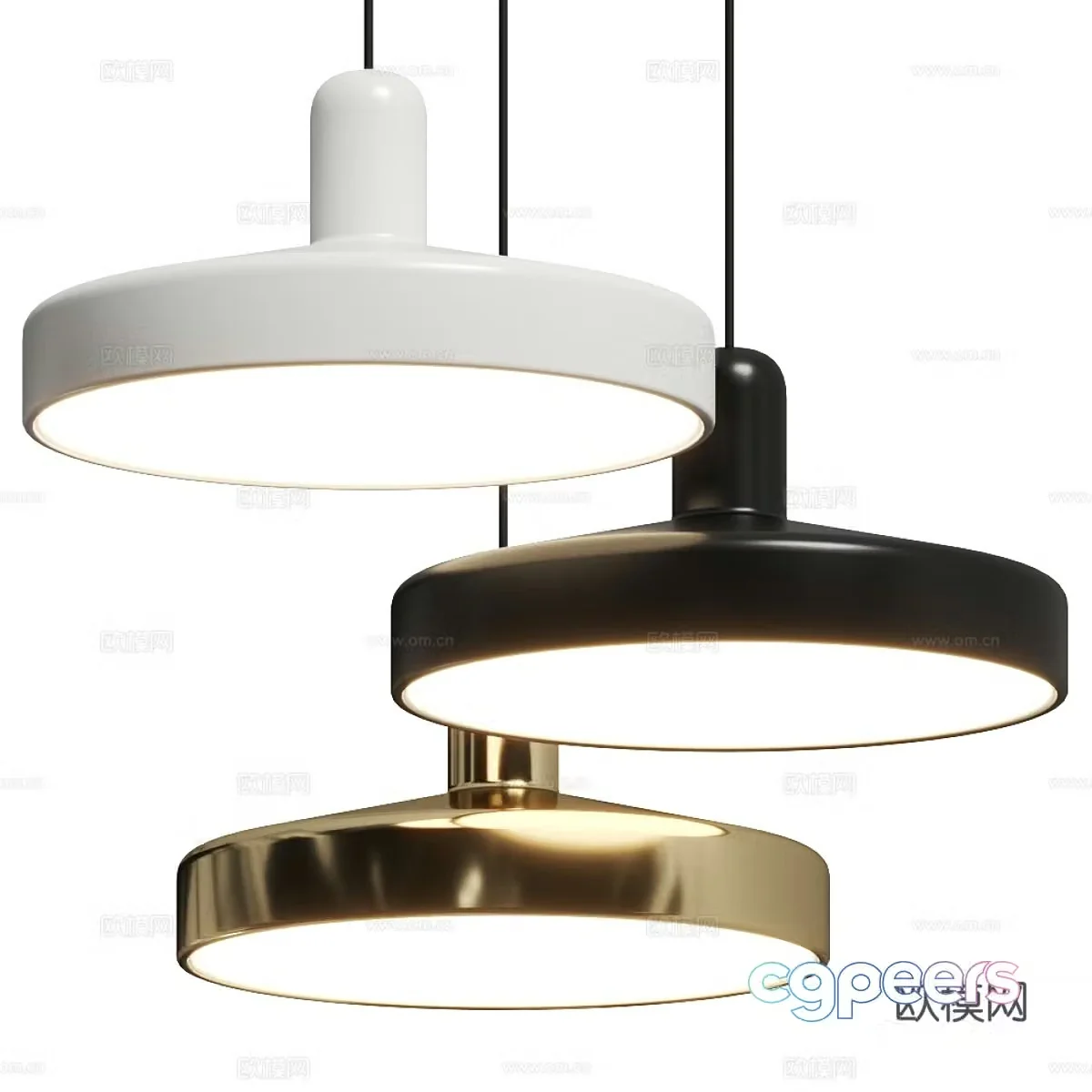 Modern light luxury minimalist disc decorative chandelier 3d model