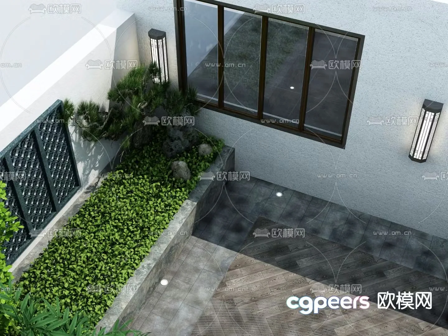 Courtyard landscape garden 3d model