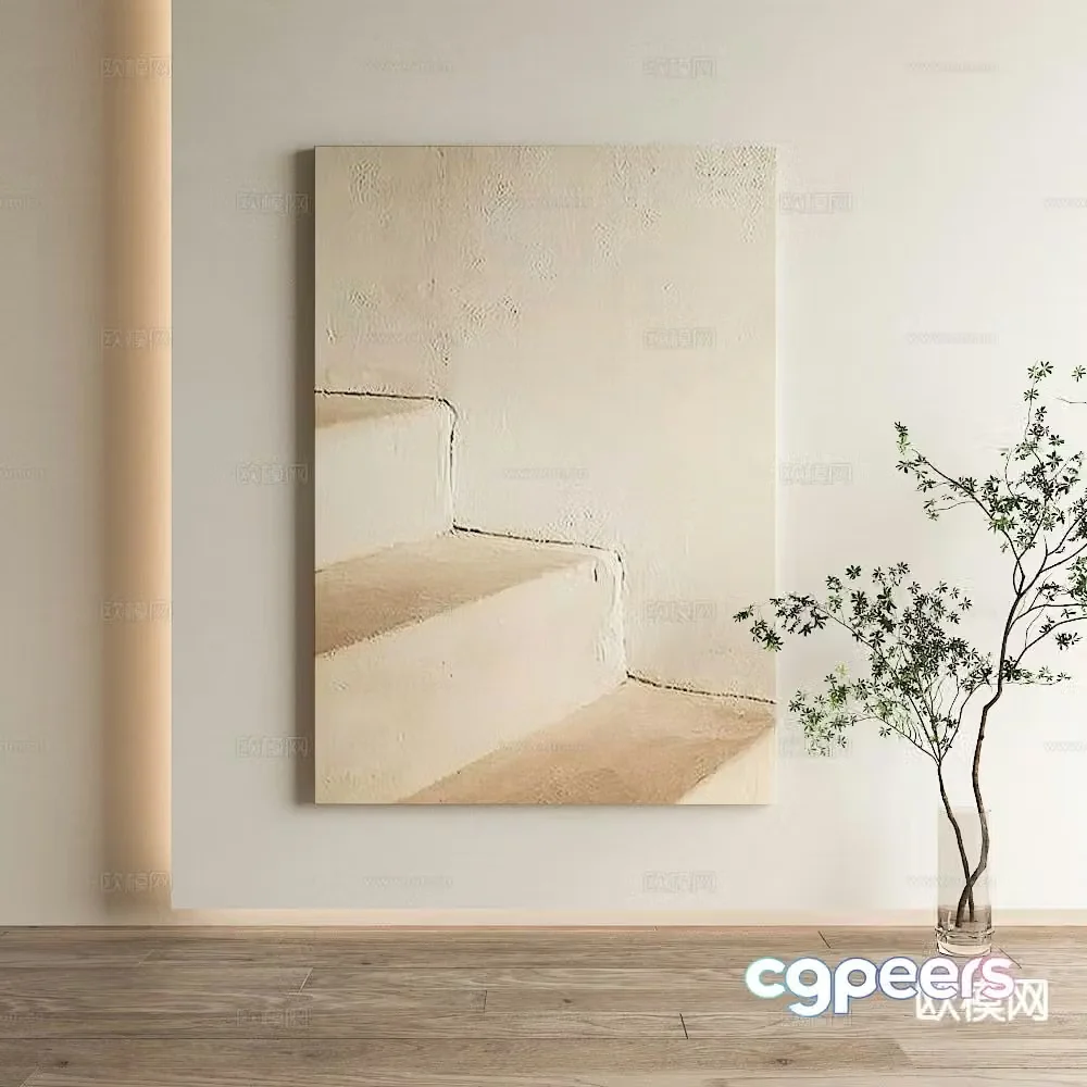 Wabi-sabi style texture painting ladder oil painting decorative painting 3D model