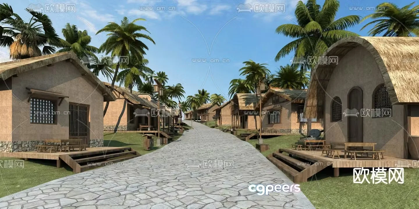Southeast Asian village house village 3d model