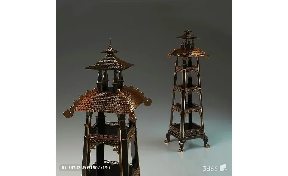 Two Ornate Metal Structures 3D Model – 18004 – VRAY Render