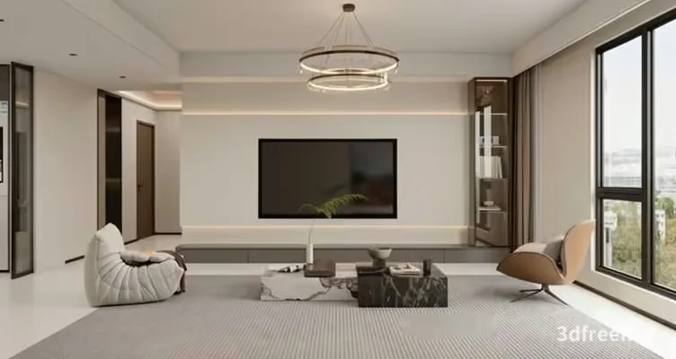 Modern Living Room 3D Model – 22447 – VRAY Render