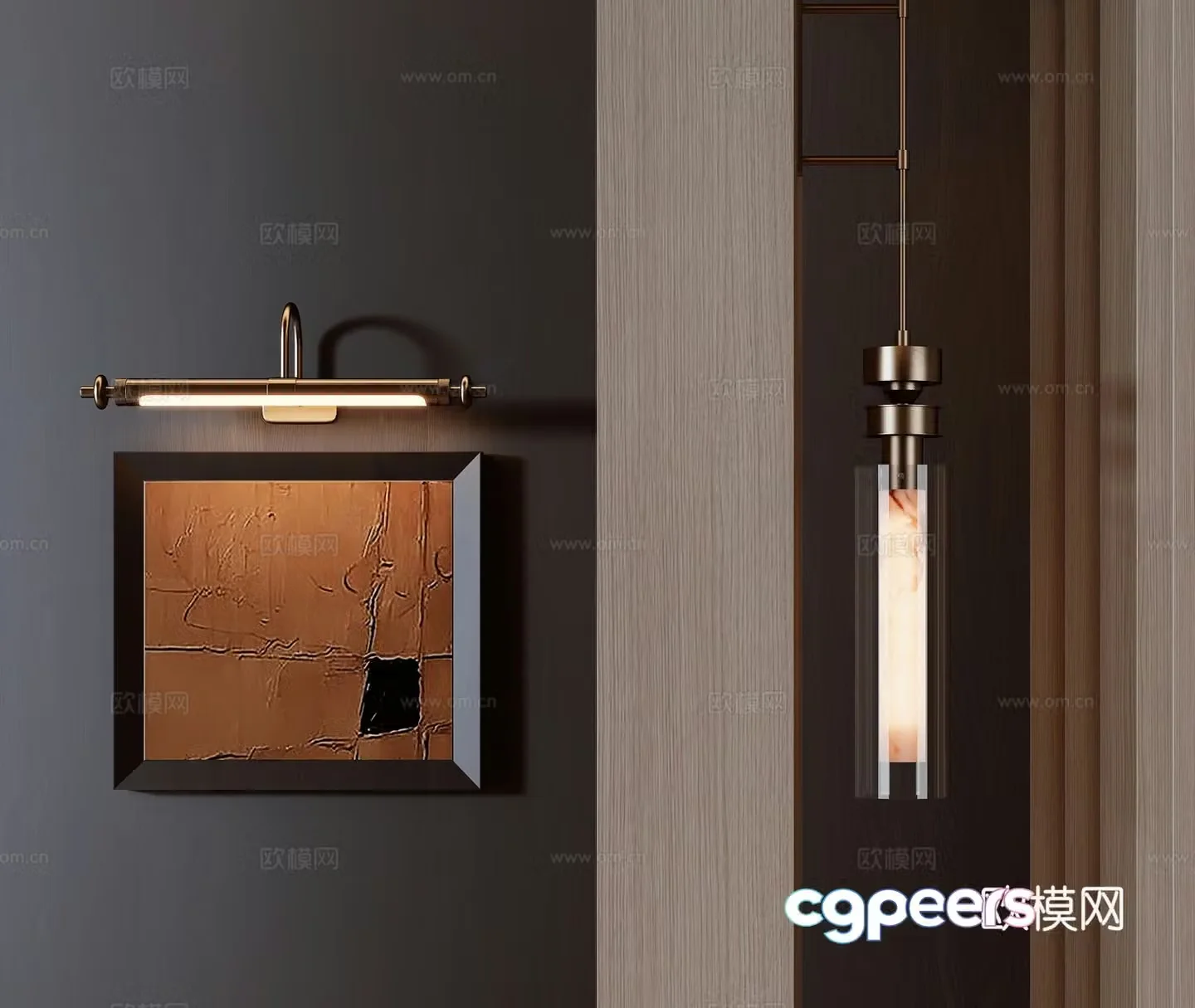 New Chinese style long wall lamp Modern long wall lamp Mirror front wall lamp Strip wall lamp Metal wall lamp 3D model