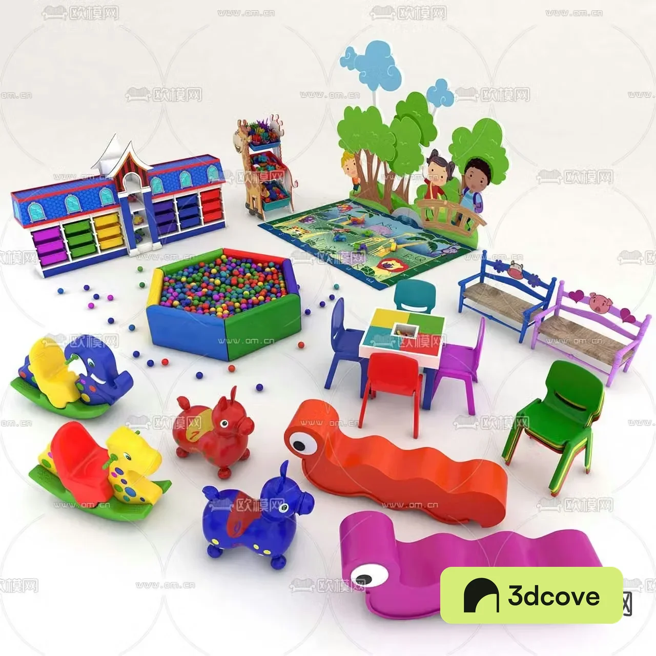 Modern children’s wooden horse chair toy