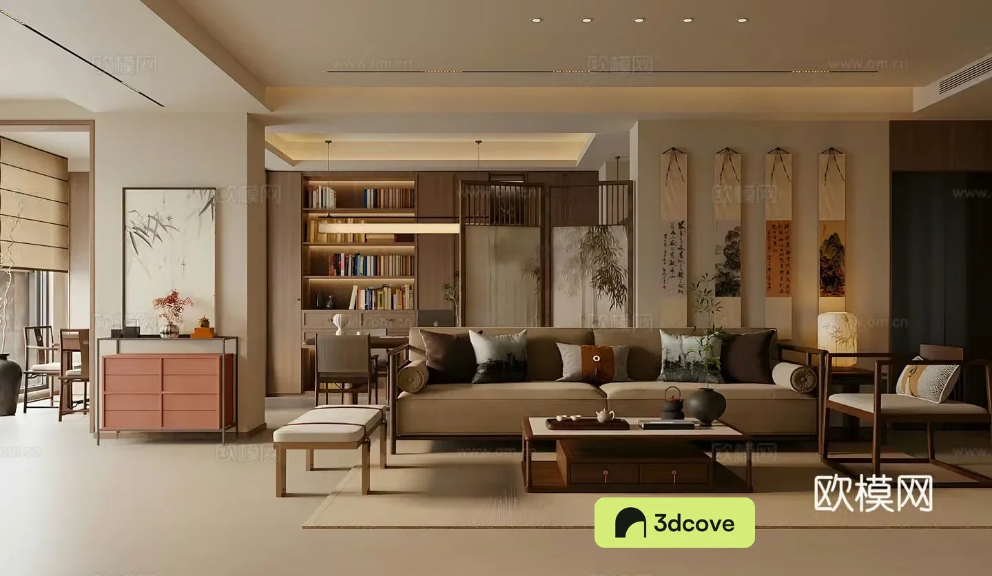 New Chinese Zen Home Living Room Song-style Aesthetic Living Room Chinese Sofa Coffee Table Combination
