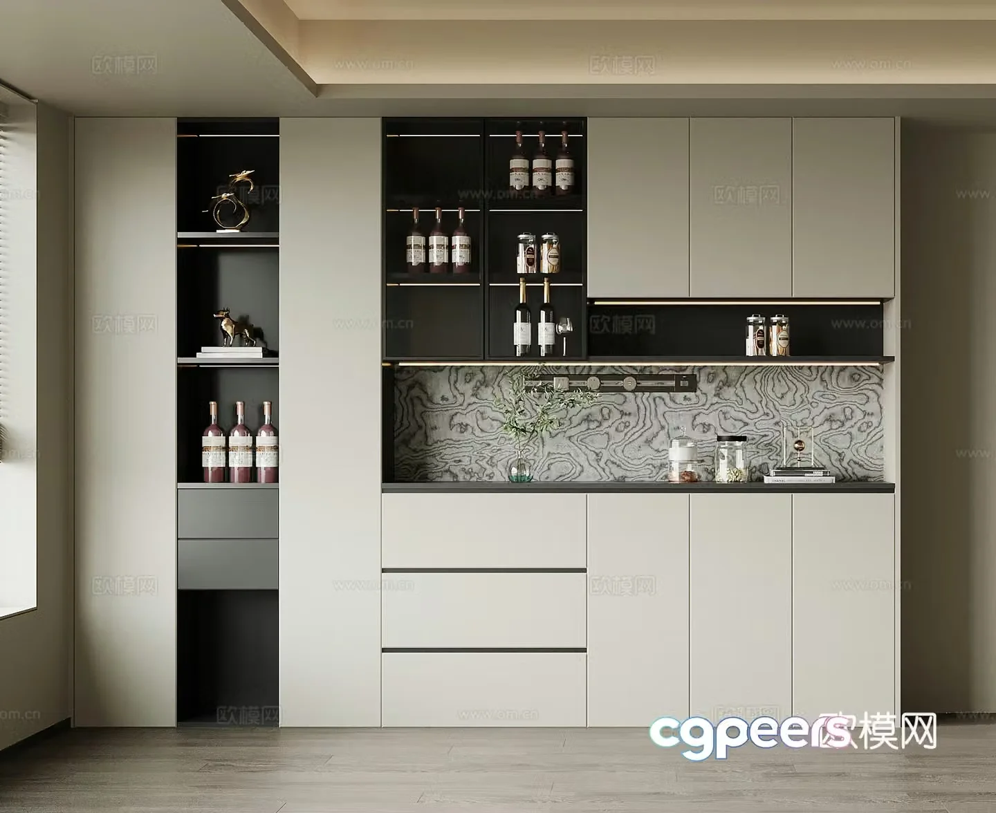 Modern sideboard wine cabinet 3d model