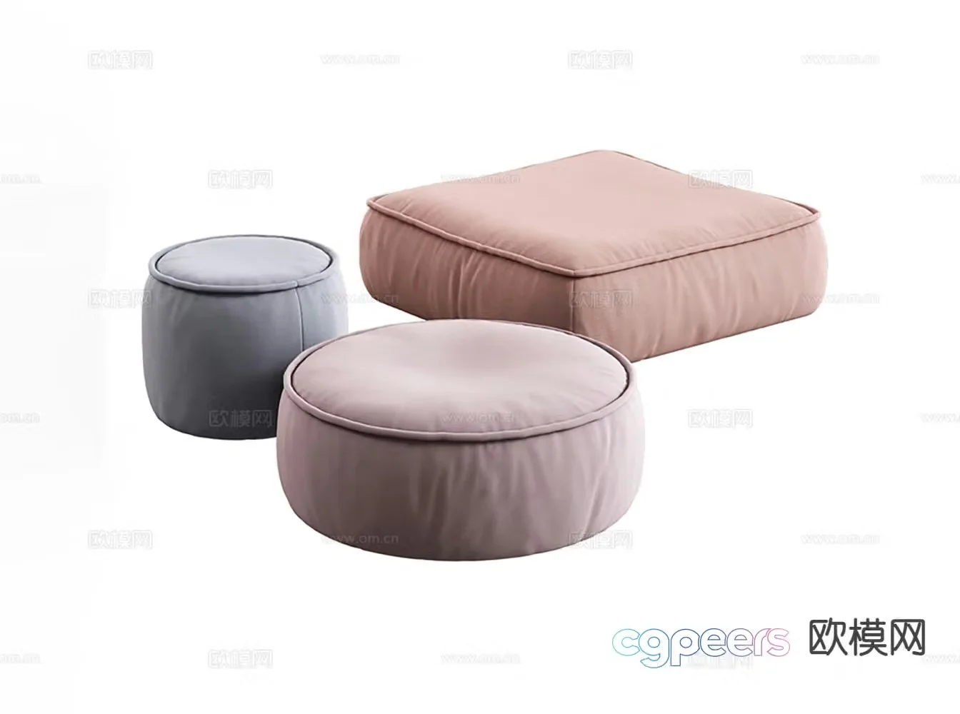 Footrest Sofa Stool Cushion Futon 3d model